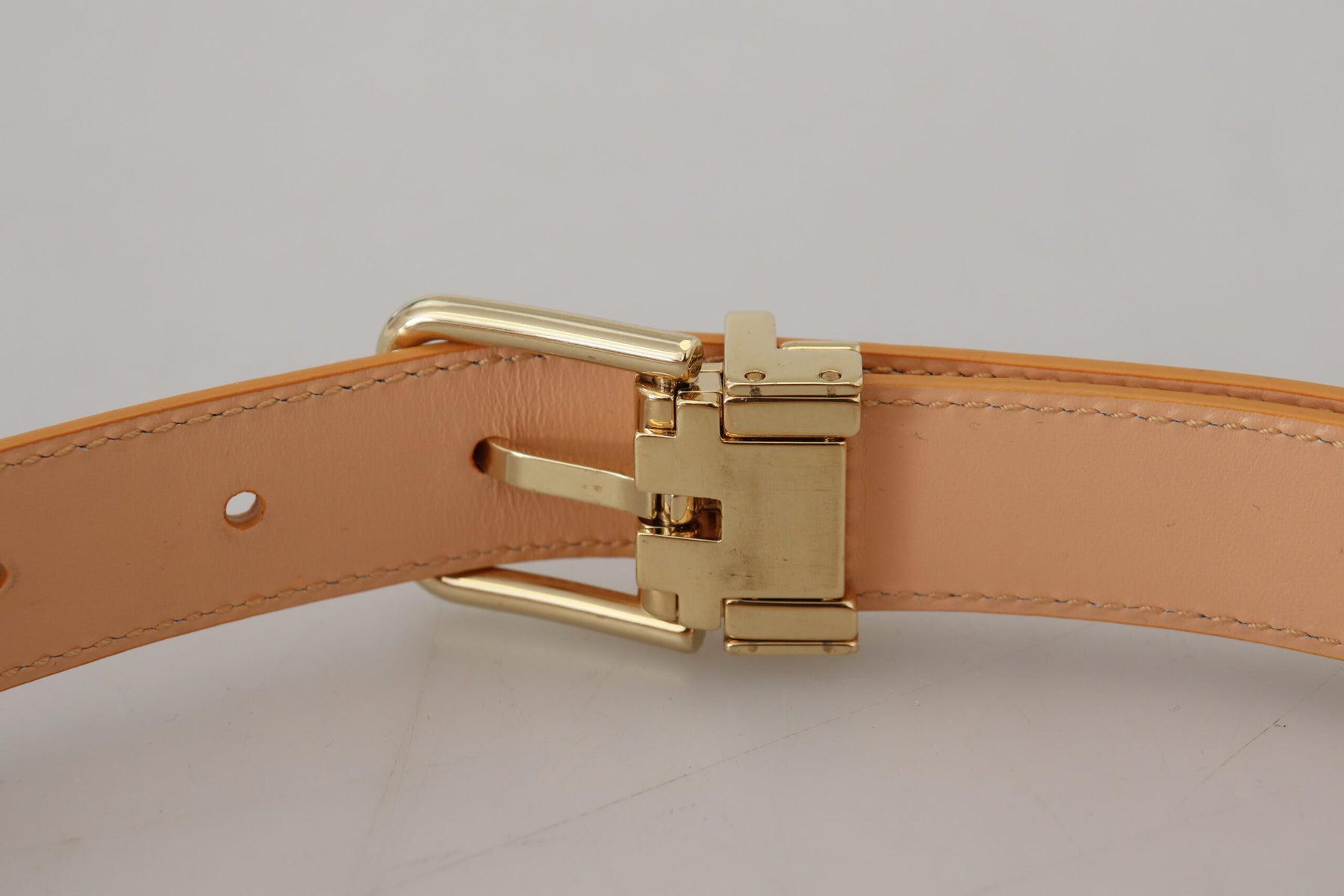 Dolce & Gabbana Beige Exotic Leather Gold Metal Buckle Belt | Regal Royce