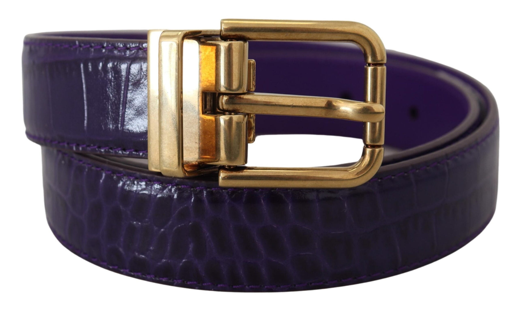 Dolce & Gabbana Purple Exotic Leather Gold Metal Buckle Belt | Regal Royce