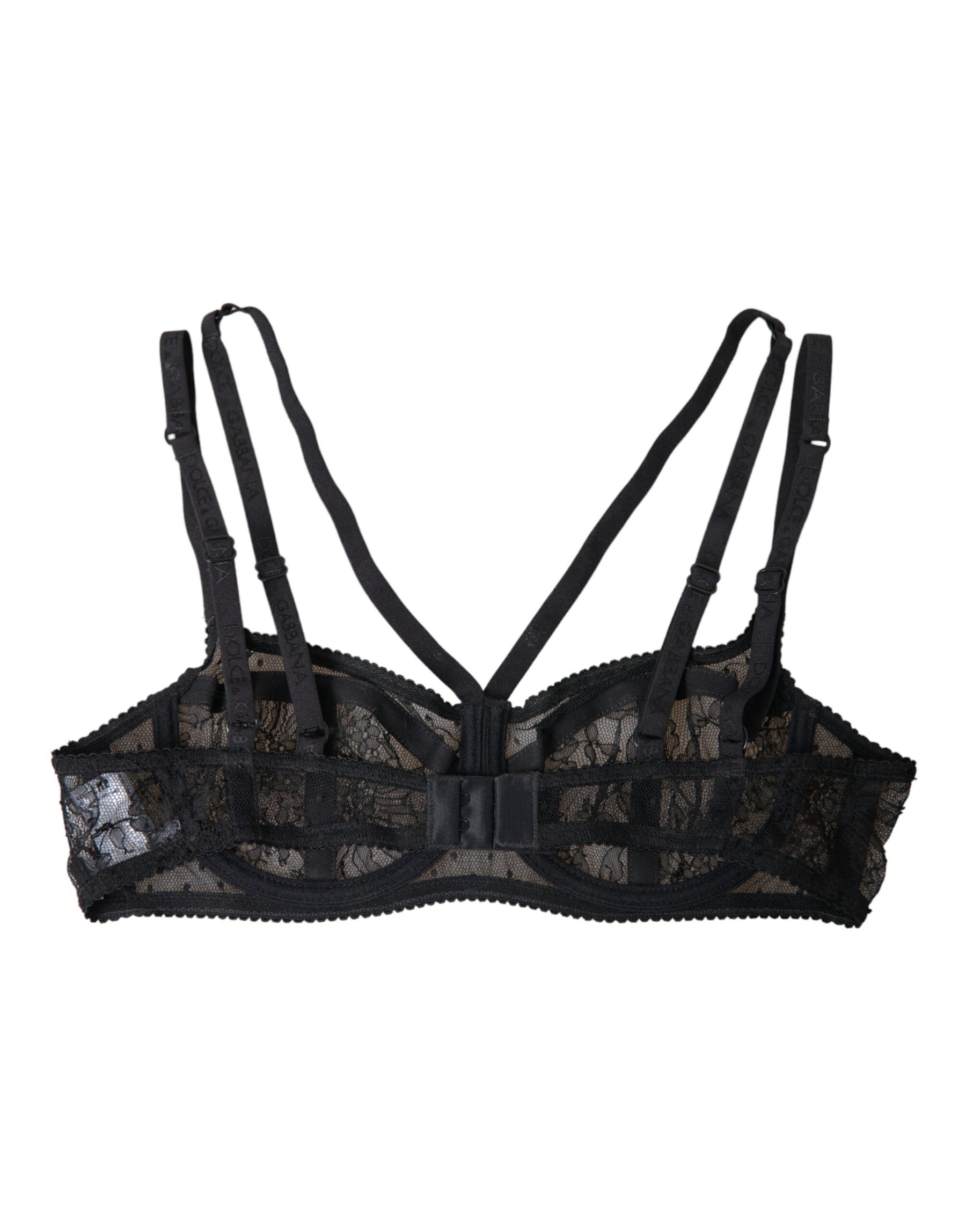 Dolce & Gabbana Black Floral Lace Nylon Balconcino Bra Underwear | Regal Royce