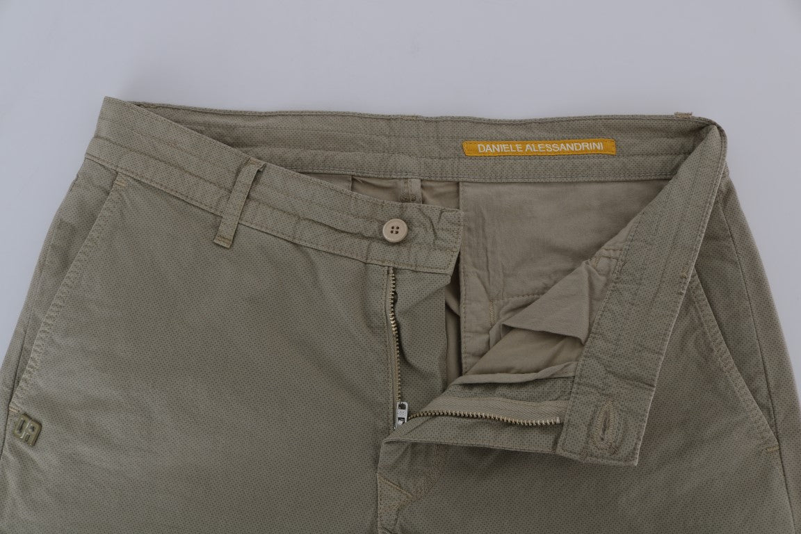 Daniele Alessandrini Beige Cotton Stretch Slim Fit Chinos | Regal Royce