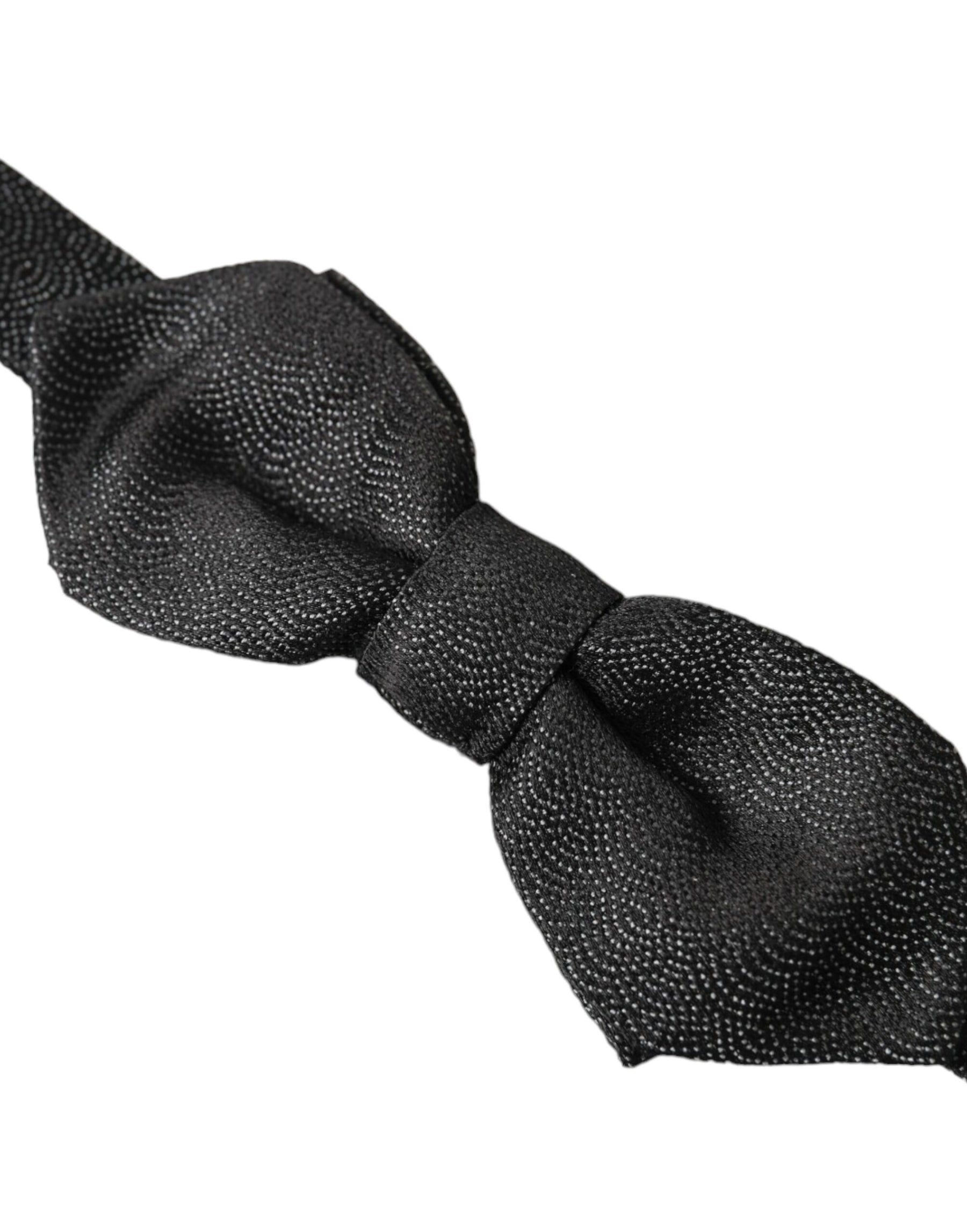 Dolce & Gabbana Black Silk Adjustable Neck Men Bow Tie | Regal Royce