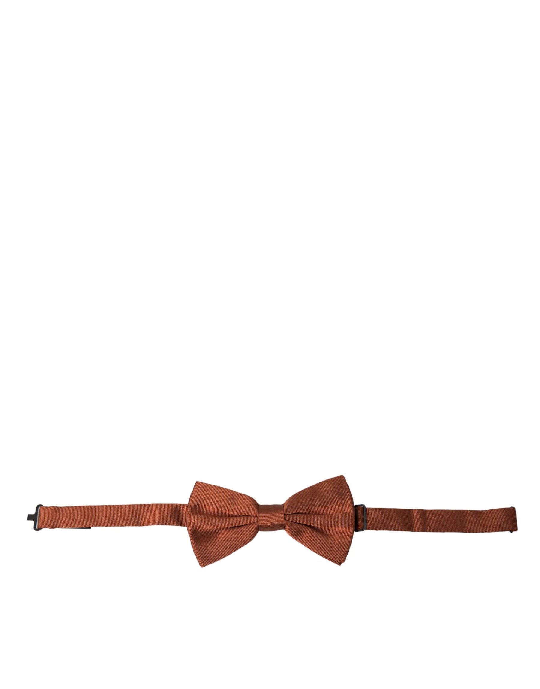 Dolce & Gabbana Brown Silk Adjustable Neck Men Bow Tie | Regal Royce