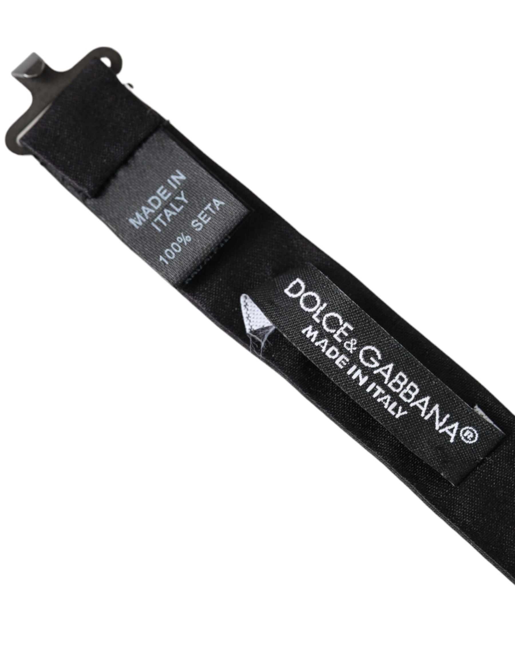 Dolce & Gabbana Dark Gray Silk Adjustable Neck Men Bow Tie | Regal Royce