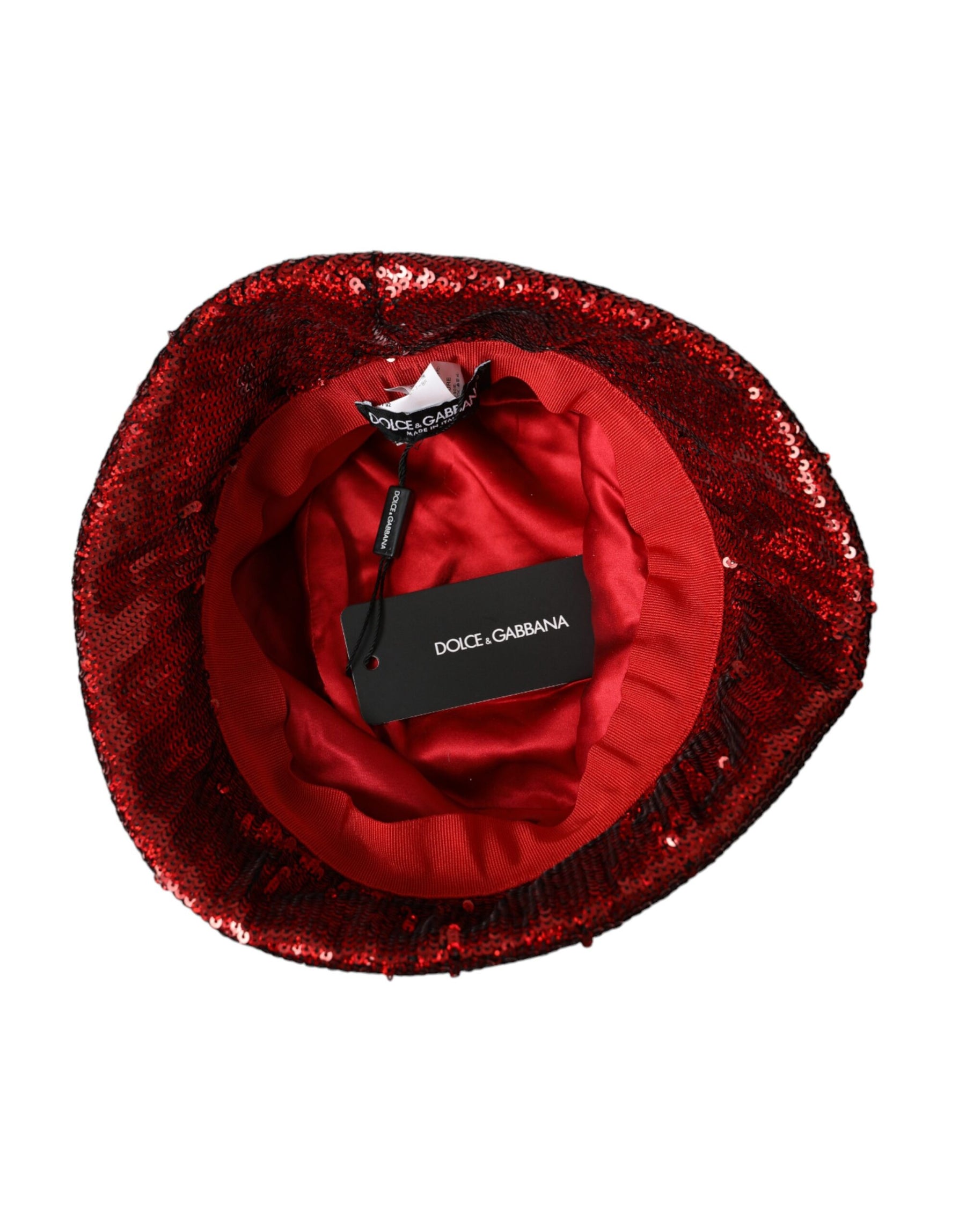 Dolce & Gabbana Red Sequined Nylon Bucket Hat Men | Regal Royce