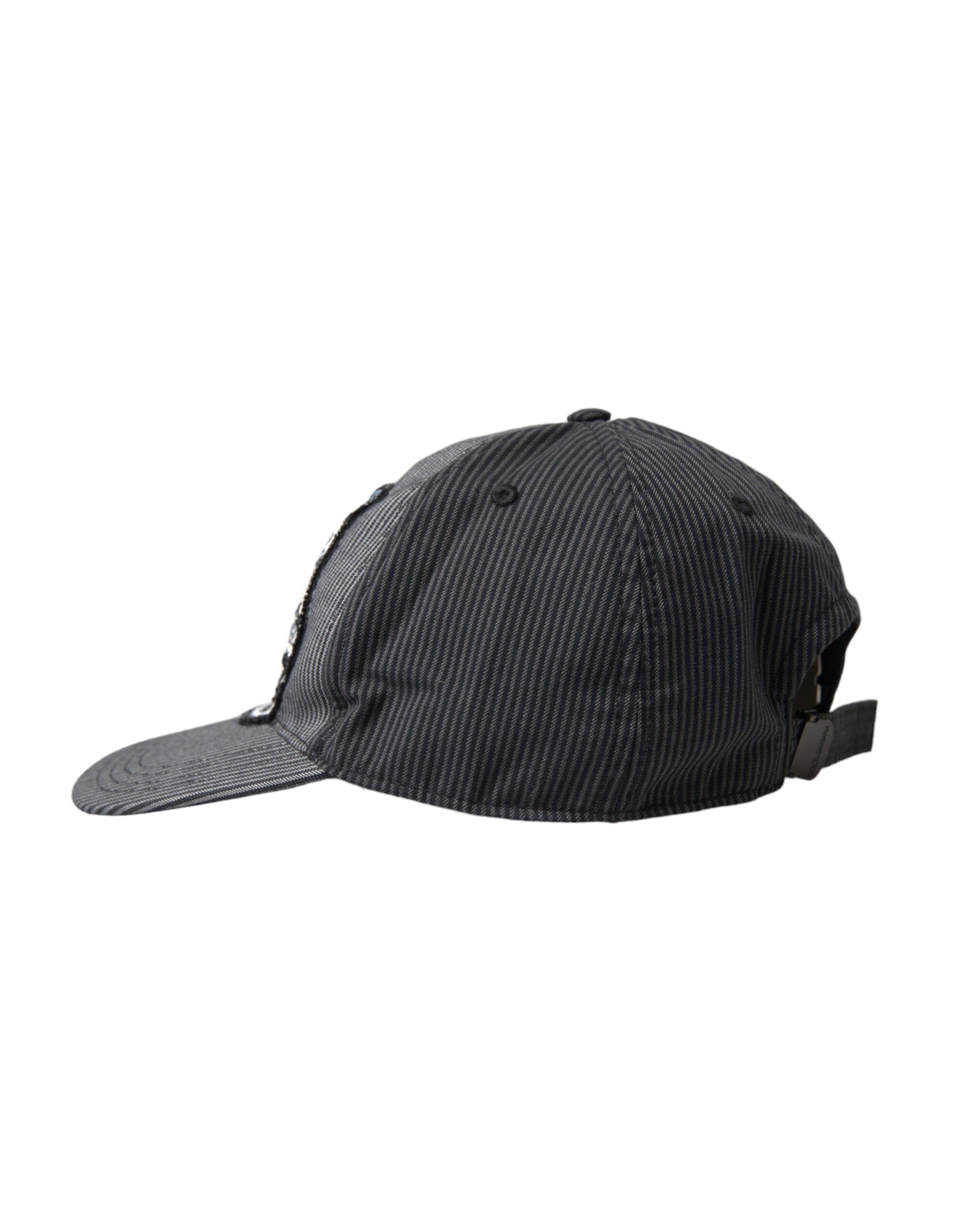 Dolce & Gabbana Black Cotton Embellished Baseball Hat Men | Regal Royce