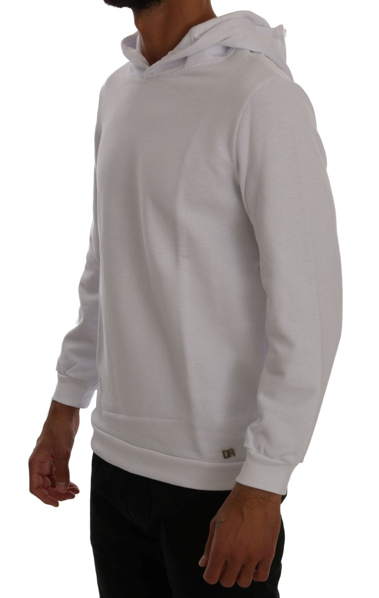 Daniele Alessandrini White Pullover Hodded Cotton Sweater | Regal Royce