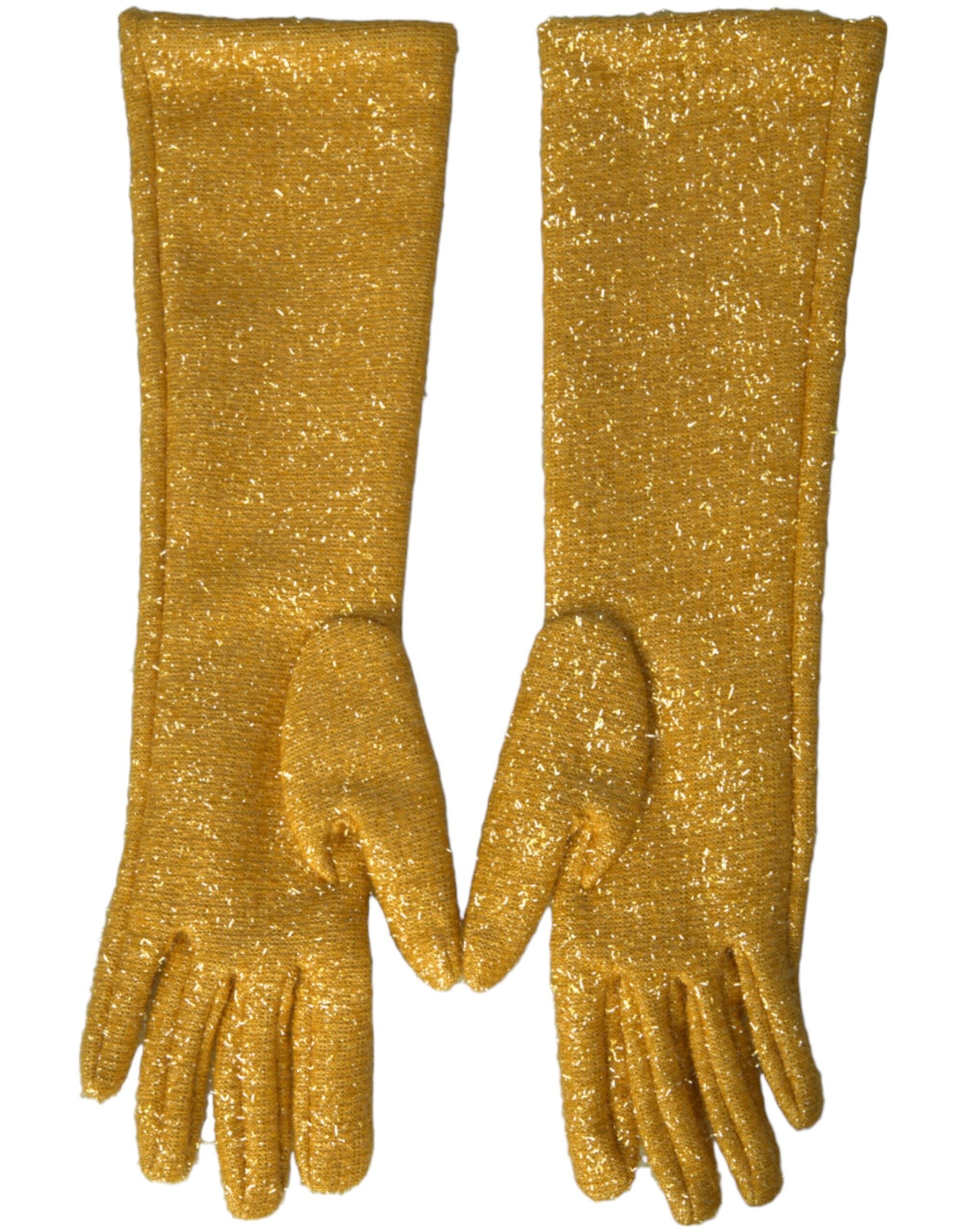 Dolce & Gabbana Gold Lurex Fantasia Mid Arm Length Gloves | Regal Royce