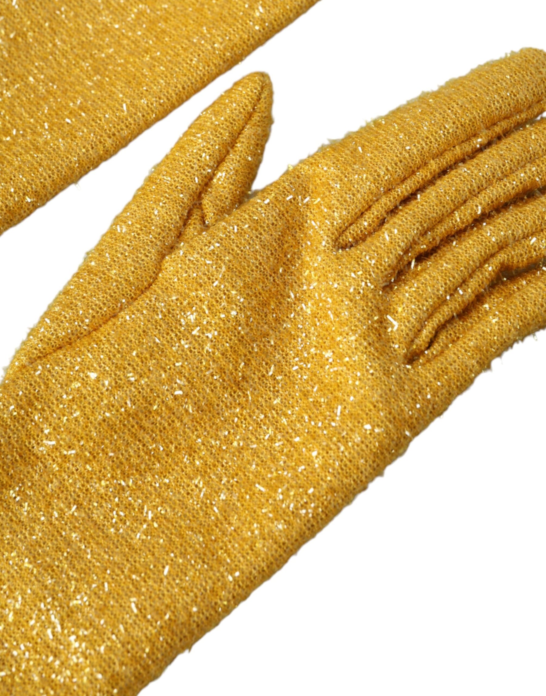 Dolce & Gabbana Gold Lurex Fantasia Mid Arm Length Gloves | Regal Royce