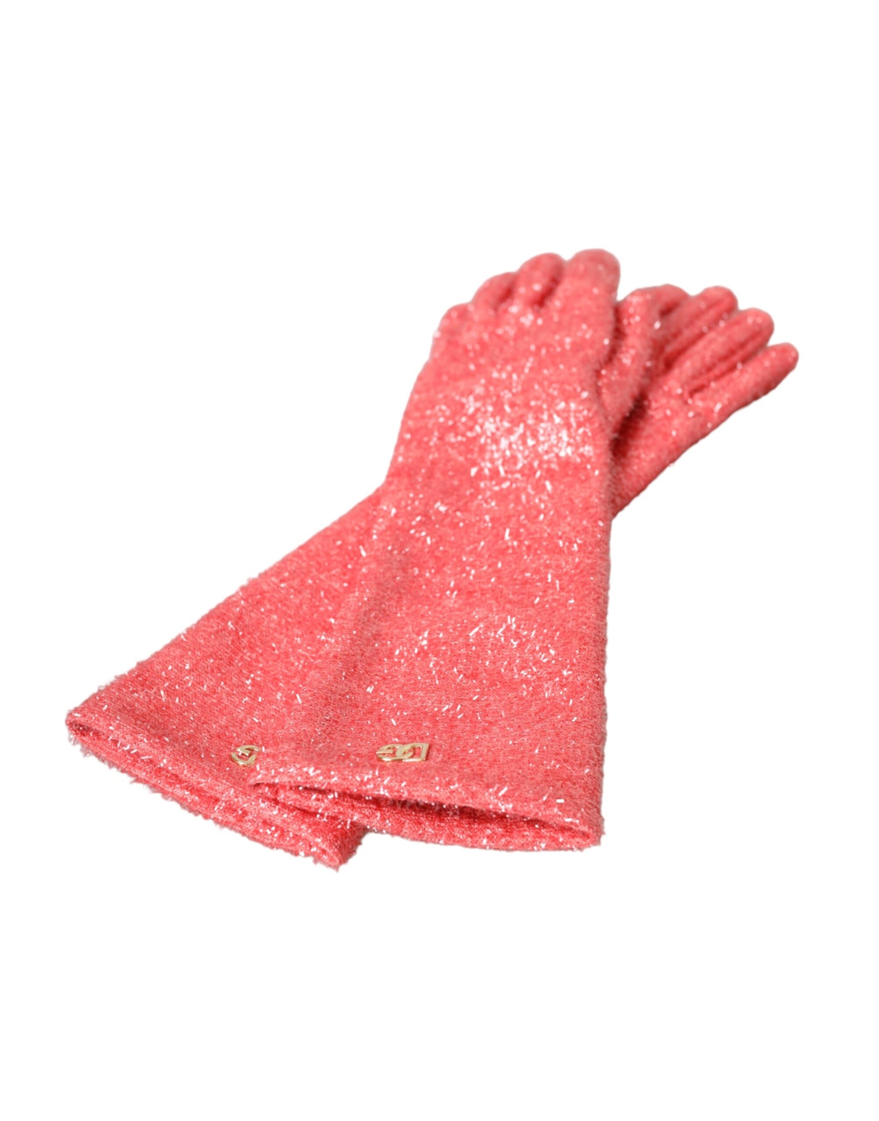 Dolce & Gabbana Pink Lurex Fantasia Mid Arm Length Gloves | Regal Royce