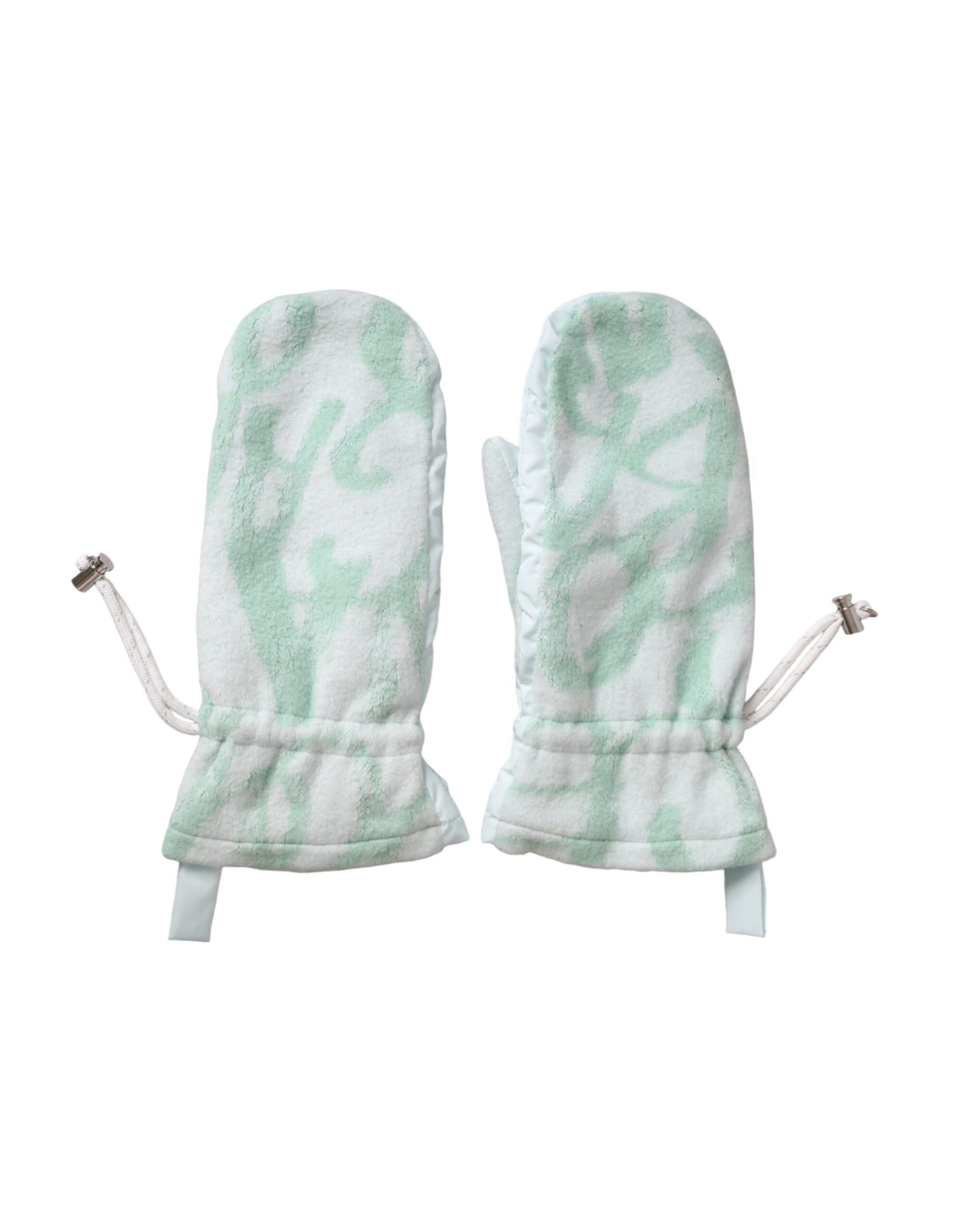 Dolce & Gabbana White Nylon Fleece Wrist Length Mitten Gloves | Regal Royce