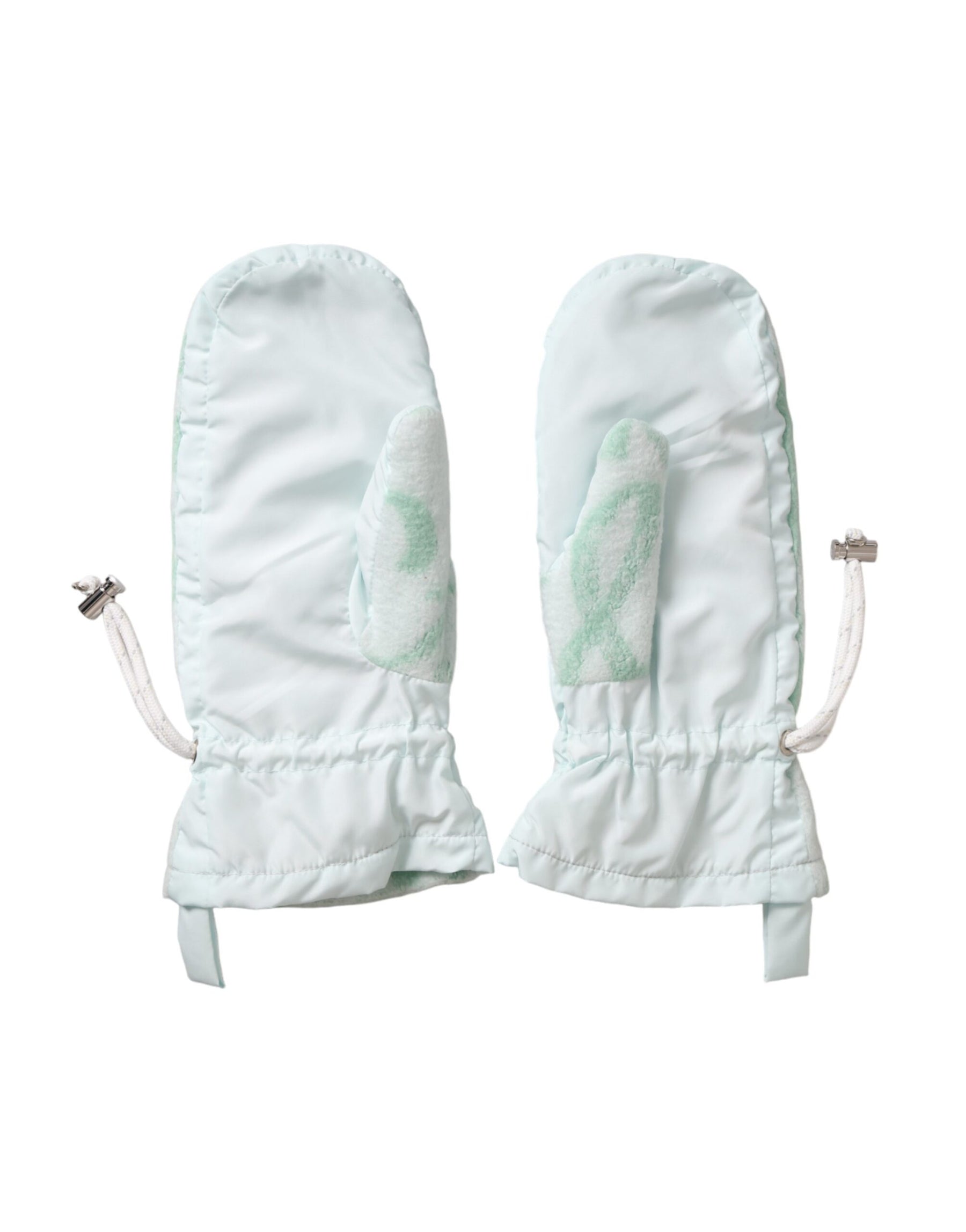 Dolce & Gabbana White Nylon Fleece Wrist Length Mitten Gloves | Regal Royce
