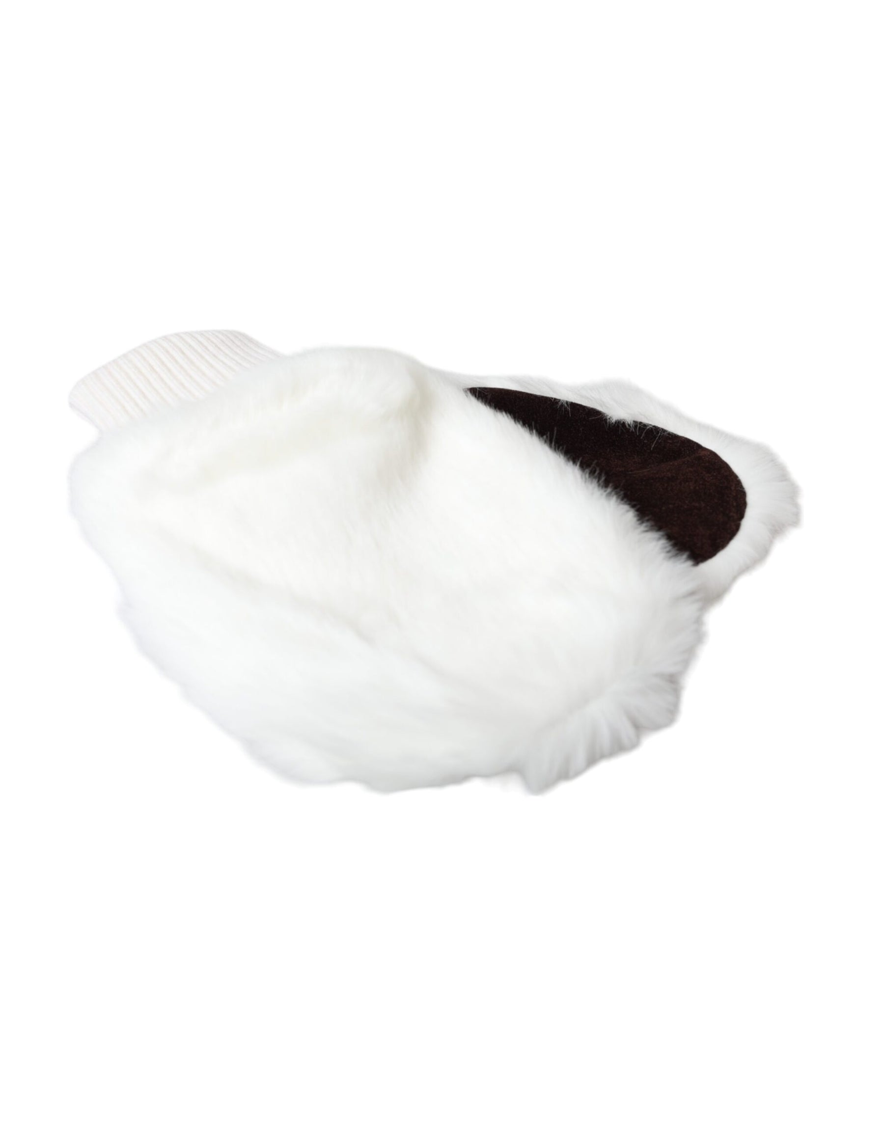 Dolce & Gabbana White Acrylic Knitted Fur Wrist Mitten Gloves | Regal Royce