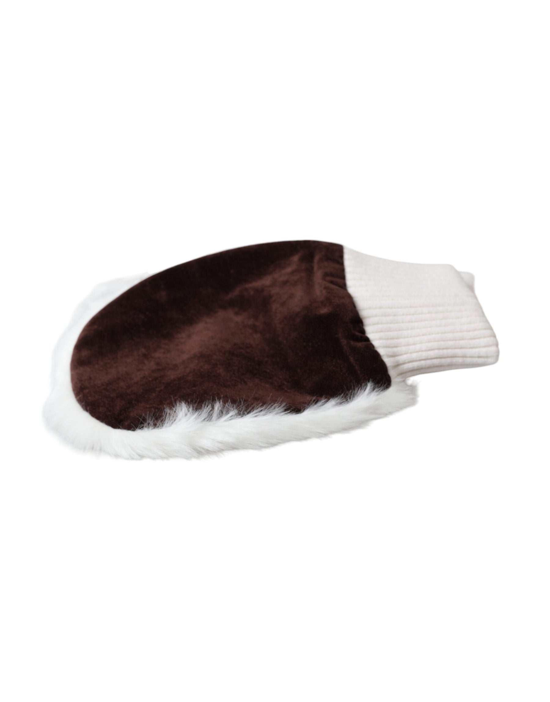 Dolce & Gabbana White Acrylic Knitted Fur Wrist Mitten Gloves | Regal Royce