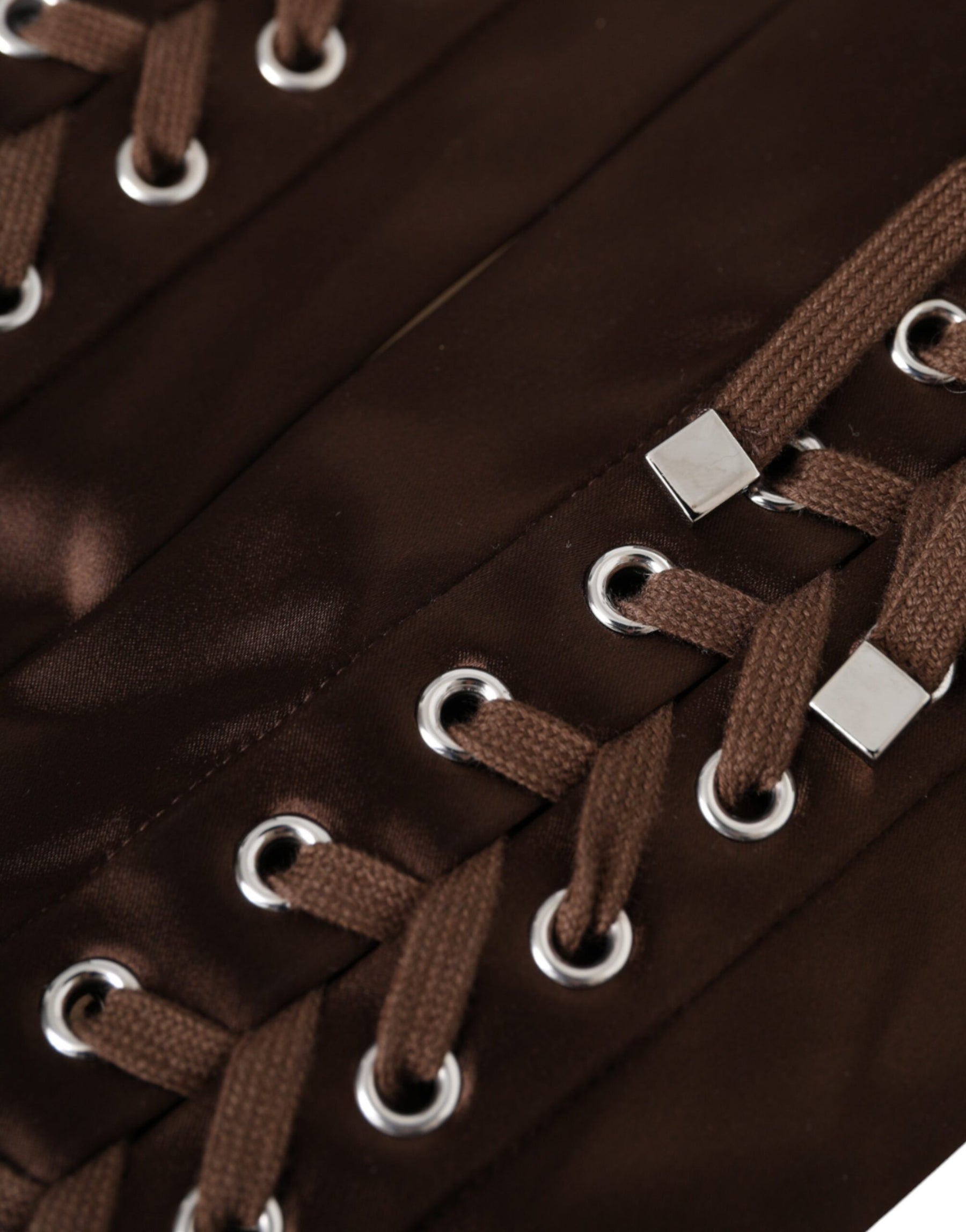 Dolce & Gabbana Brown Acetate Lace Up Fingerless Gloves | Regal Royce