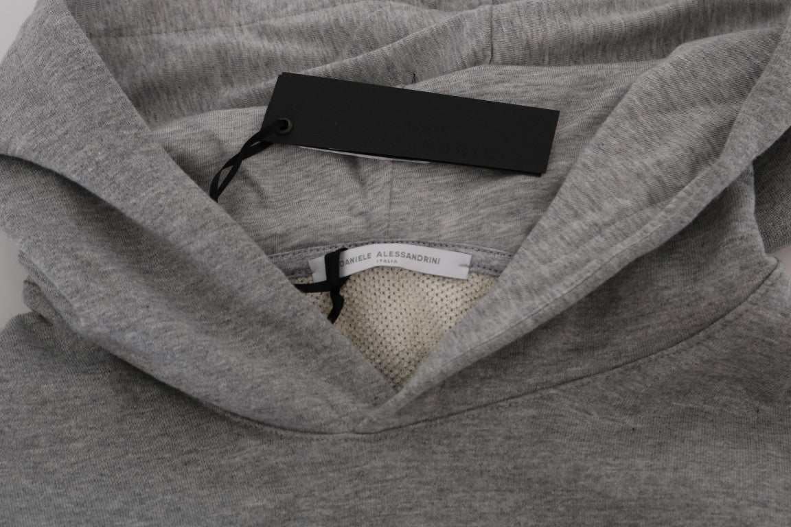 Daniele Alessandrini Gray Pullover Hodded Cotton Sweater | Regal Royce