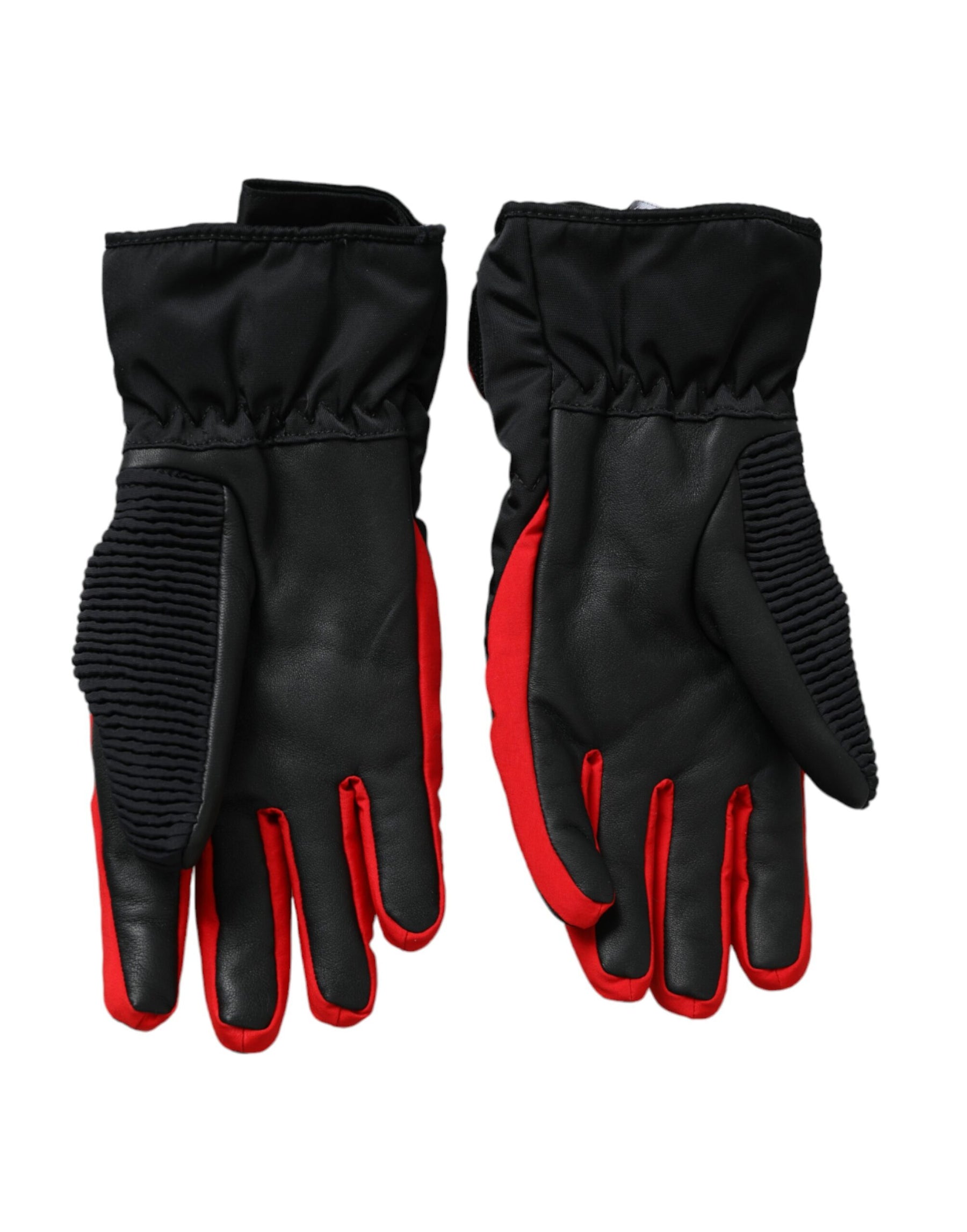 Dolce & Gabbana Black Red Nylon Wrist Length Gloves | Regal Royce