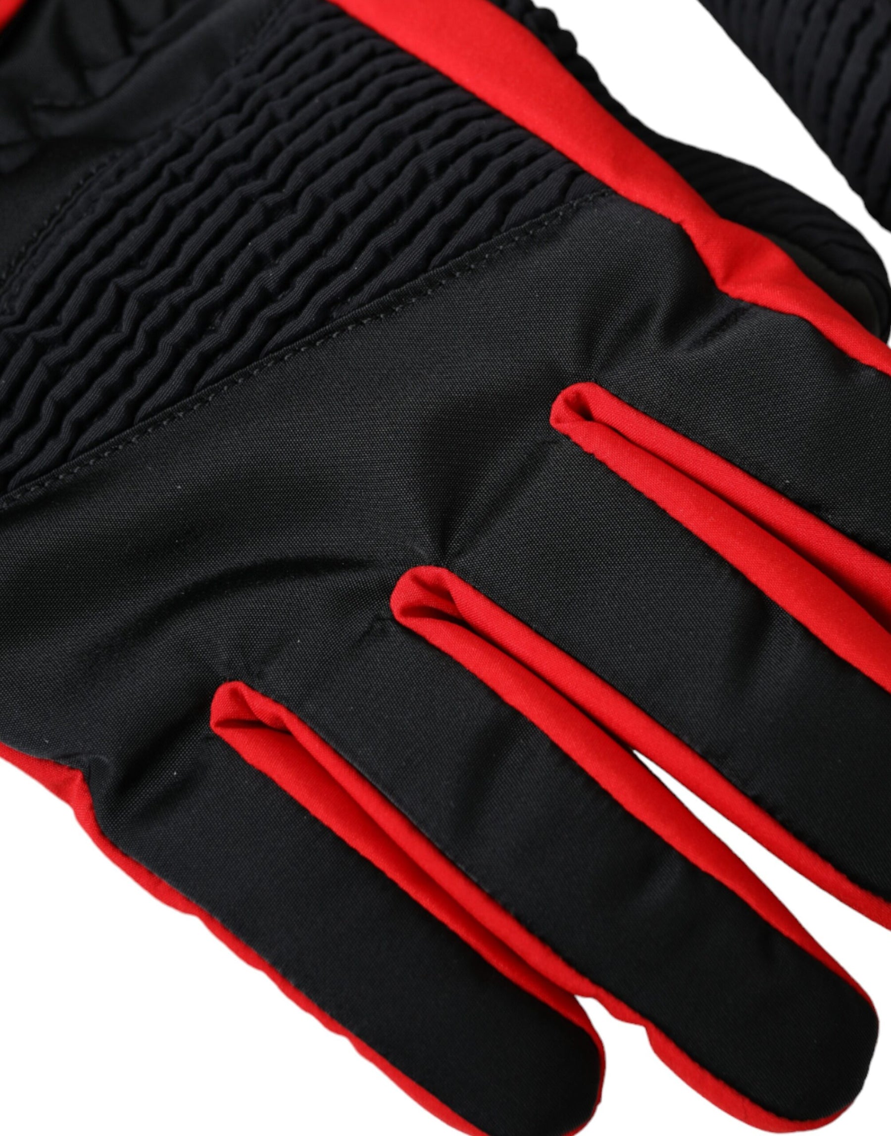 Dolce & Gabbana Black Red Nylon Wrist Length Gloves | Regal Royce