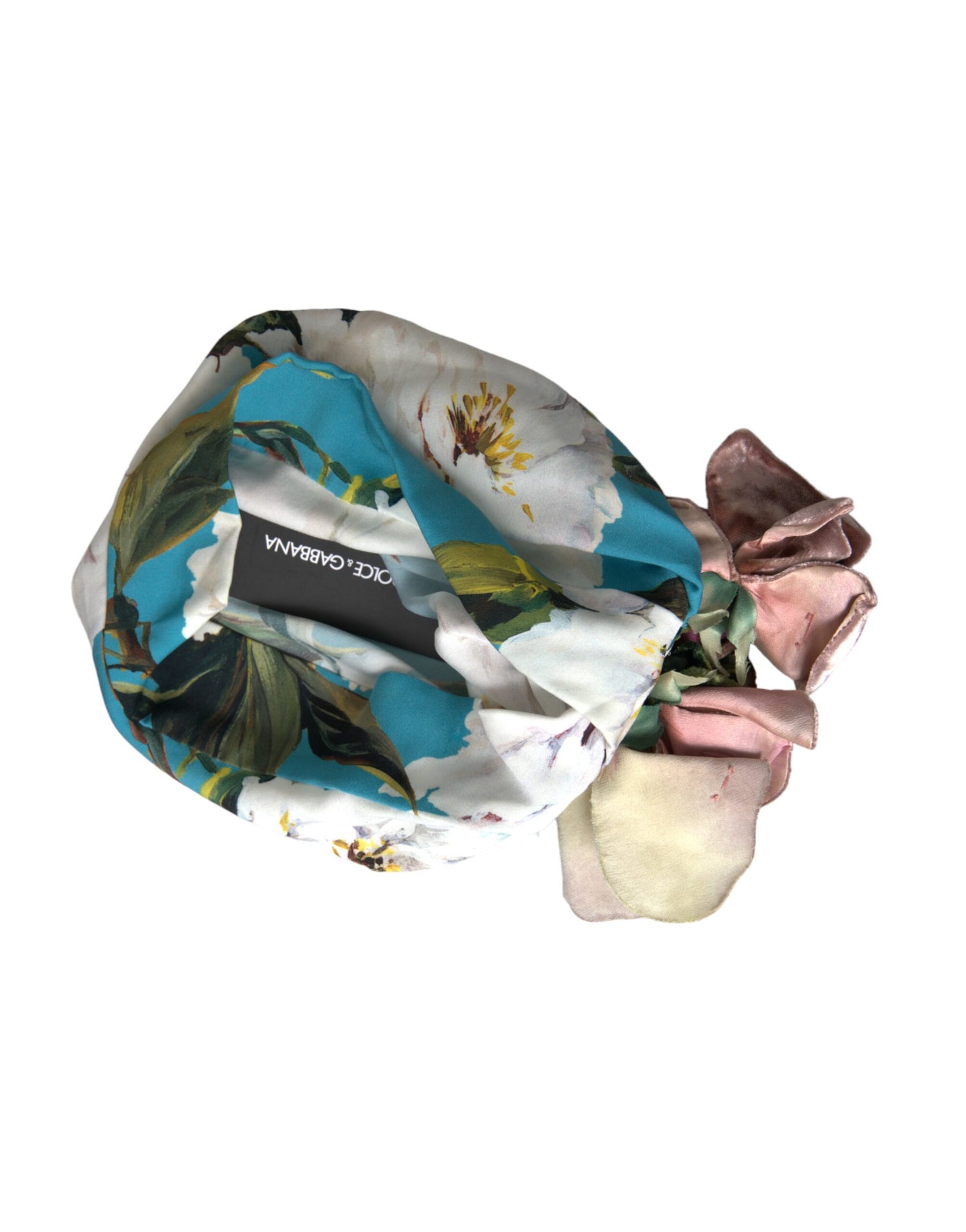 Dolce & Gabbana Blue Floral Motif Turban Head Hat Women | Regal Royce
