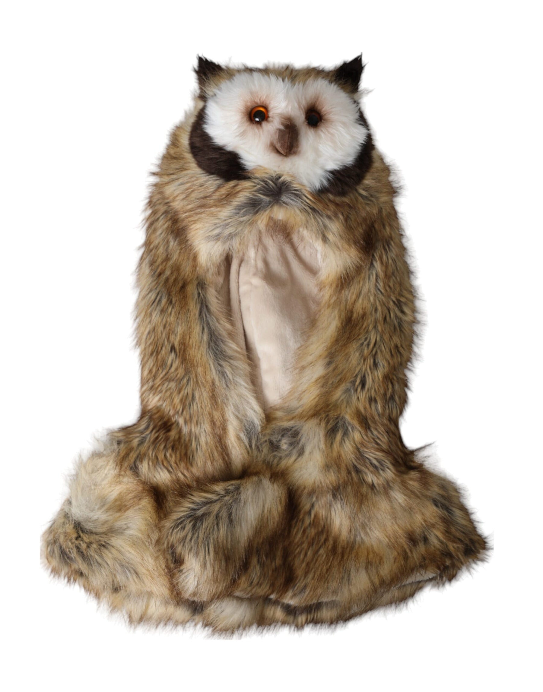 Dolce & Gabbana Brown Owl Faux Fur Whole Head Cap Hat | Regal Royce