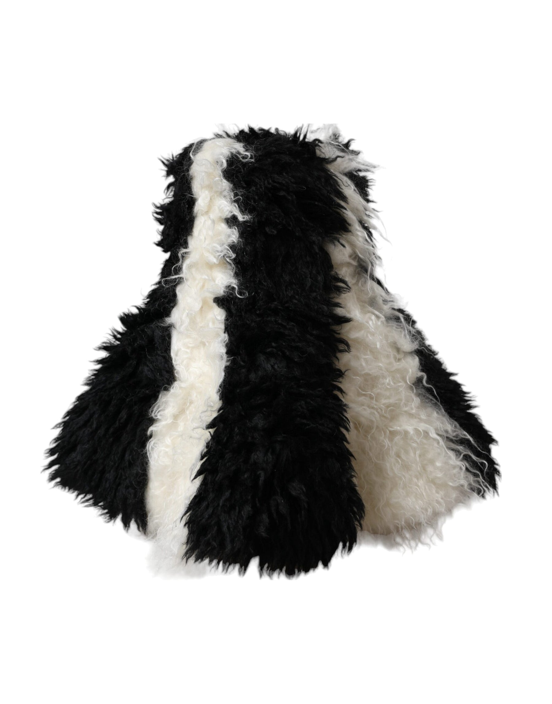 Dolce & Gabbana Black White Stripes Mohair Fur Bucket Hat | Regal Royce