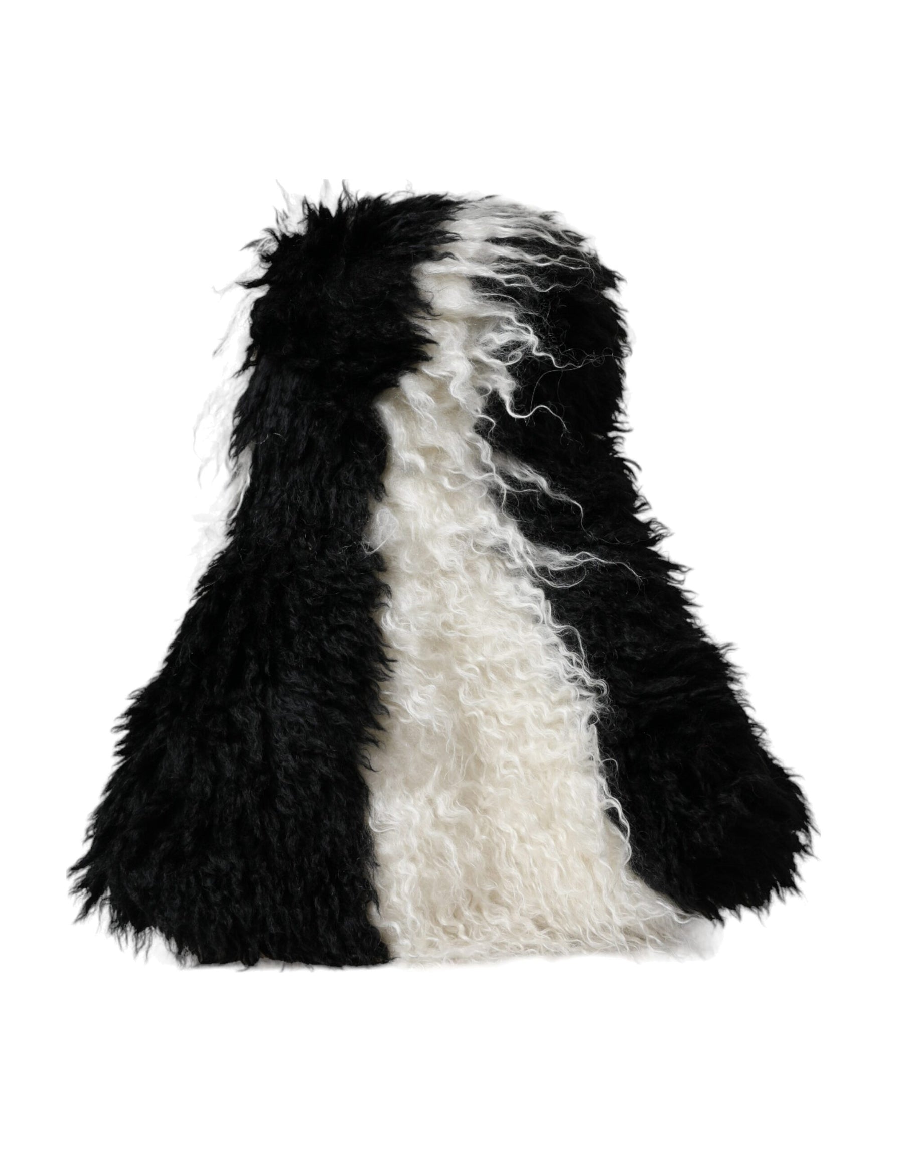 Dolce & Gabbana Black White Stripes Mohair Fur Bucket Hat | Regal Royce