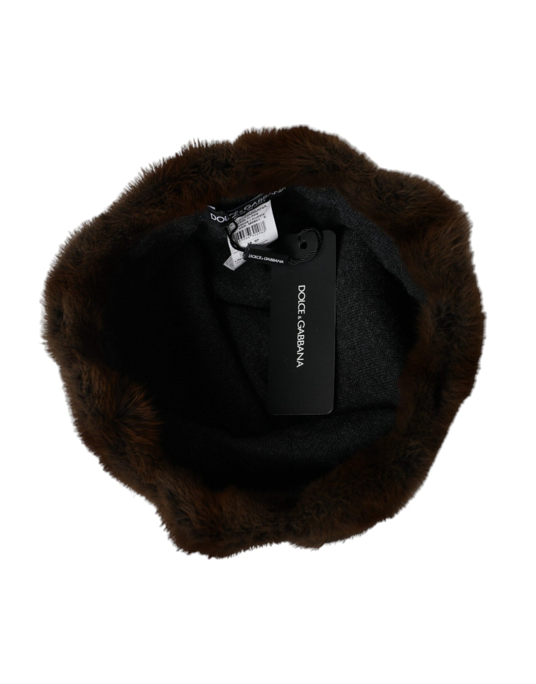 Dolce & Gabbana Brown Weasel Fur Womens Cashmere Hat Beanie | Regal Royce