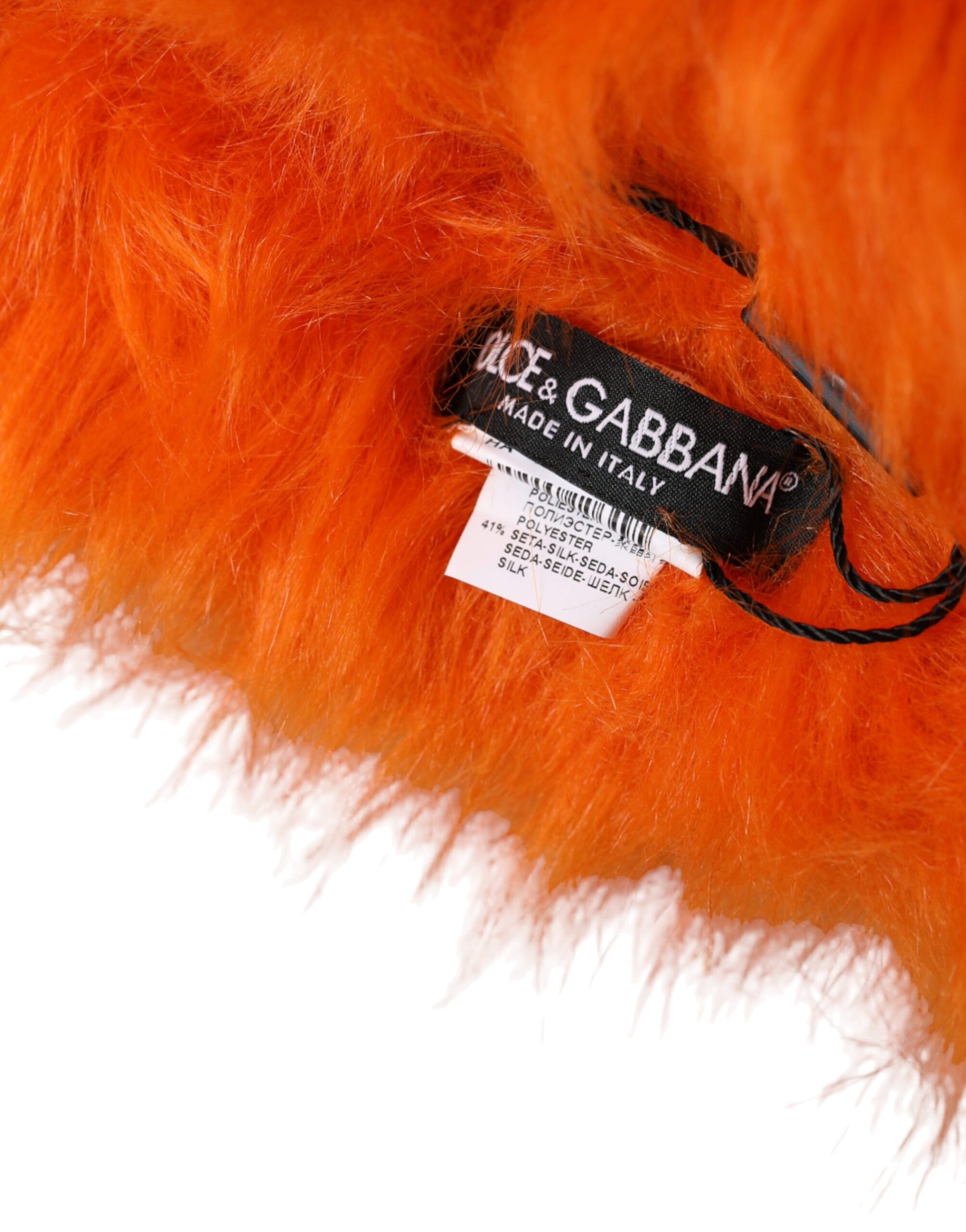 Dolce & Gabbana Orange Faux Fur Whole Head Wrap Hat | Regal Royce