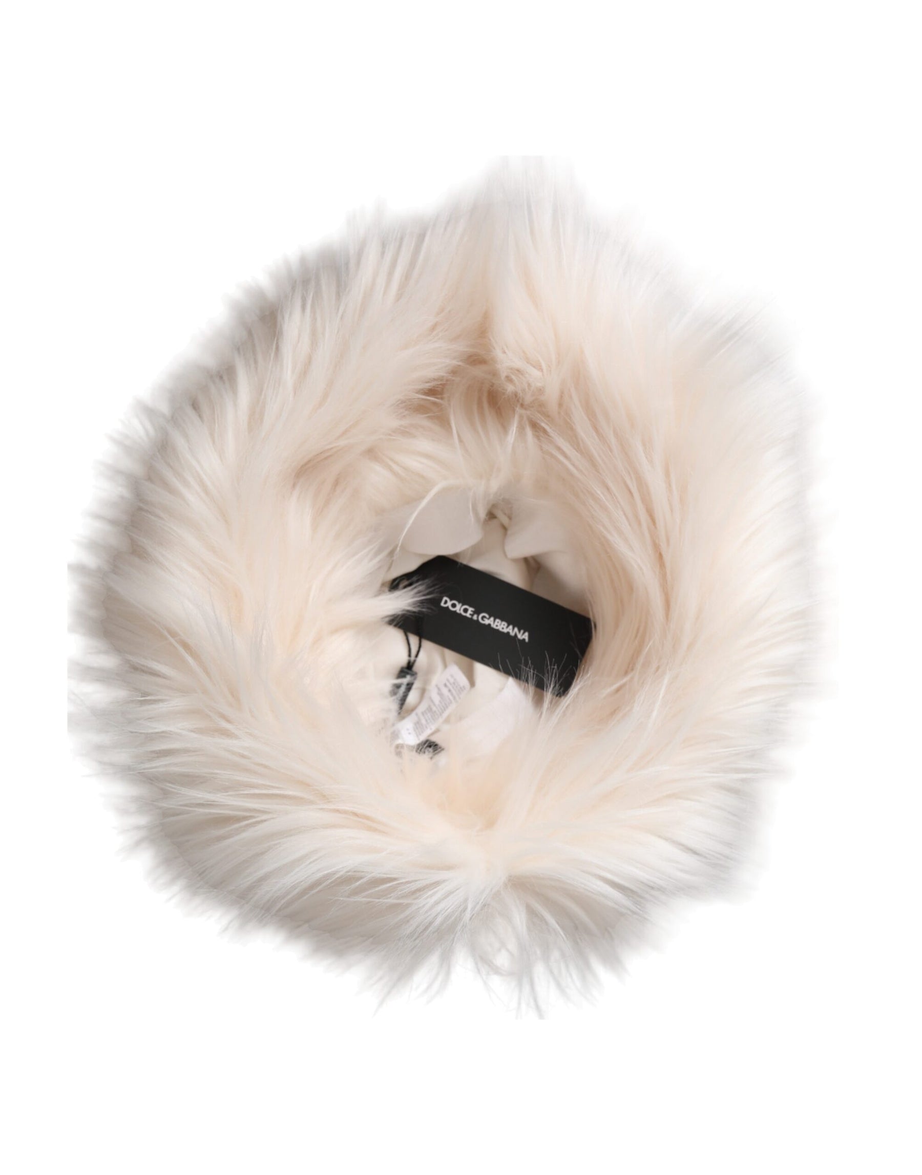 Dolce & Gabbana White Acrylic Fur Womens Bucket Hat | Regal Royce