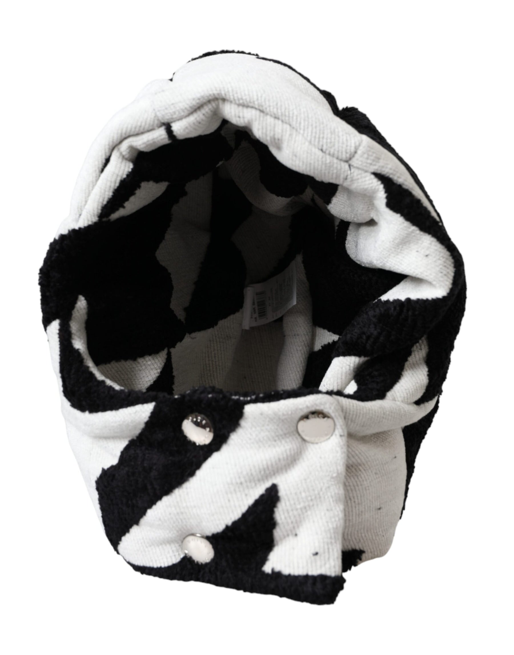 Dolce & Gabbana Black White Wool Whole Head Wrap Hat | Regal Royce