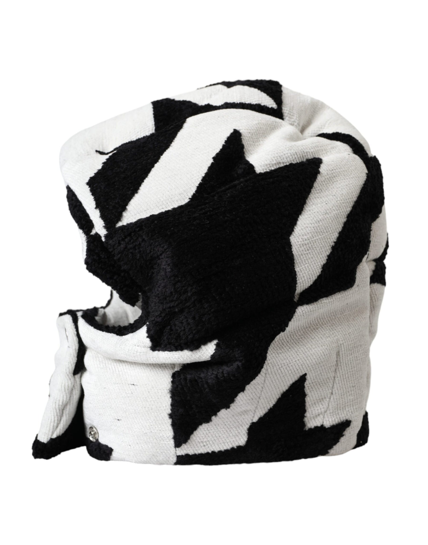 Dolce & Gabbana Black White Wool Whole Head Wrap Hat | Regal Royce