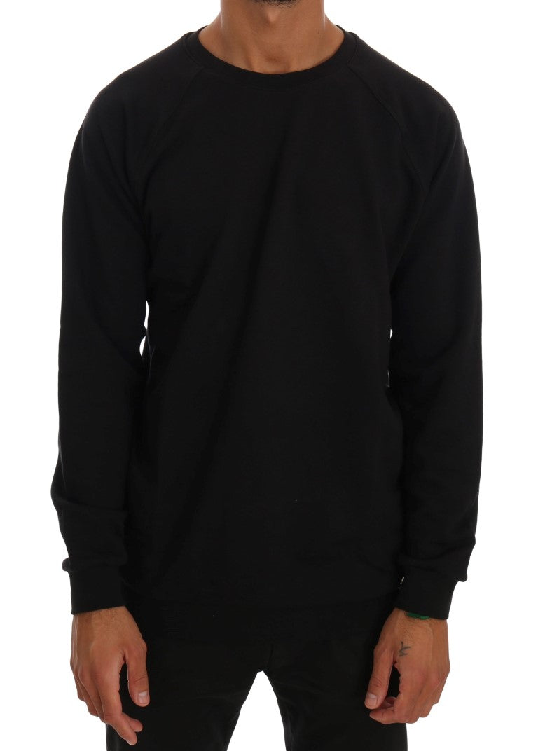 Daniele Alessandrini Black Crewneck Cotton Pullover Sweater | Regal Royce
