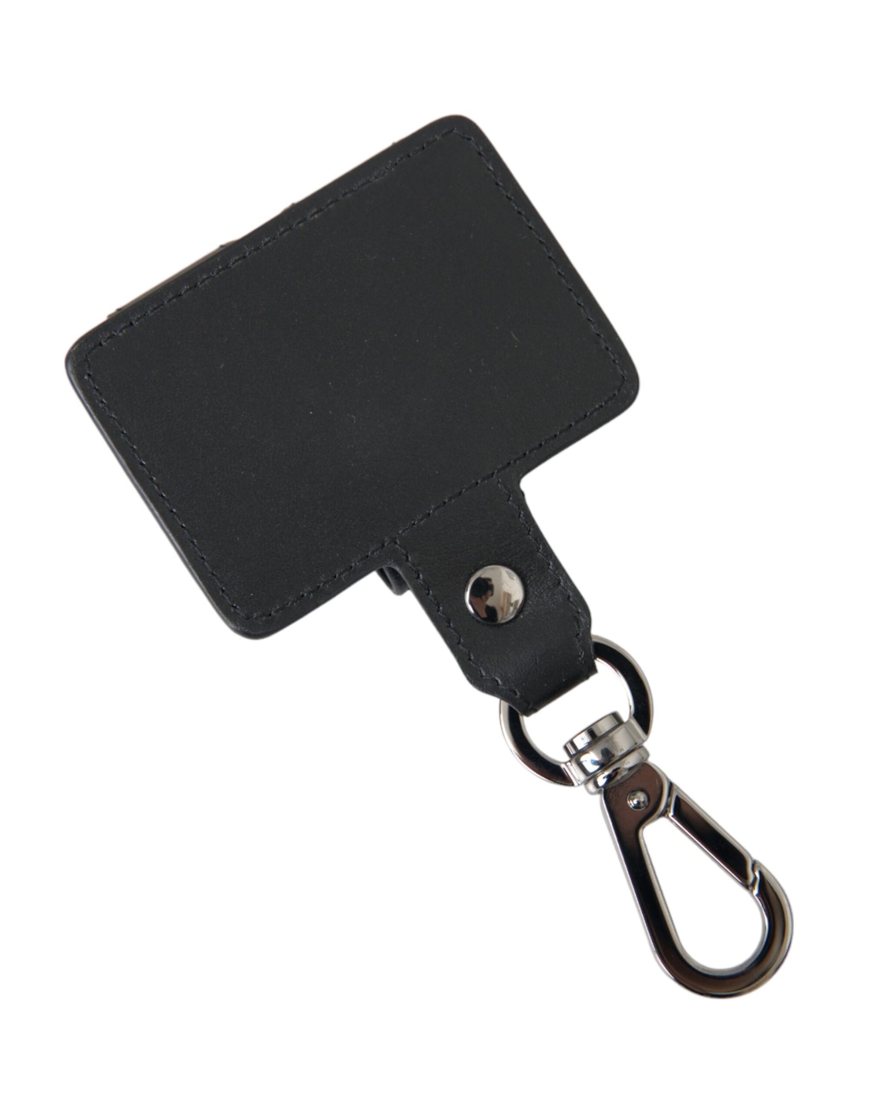 Dolce & Gabbana Black Plain Leather Silver Metal Airpods Case | Regal Royce
