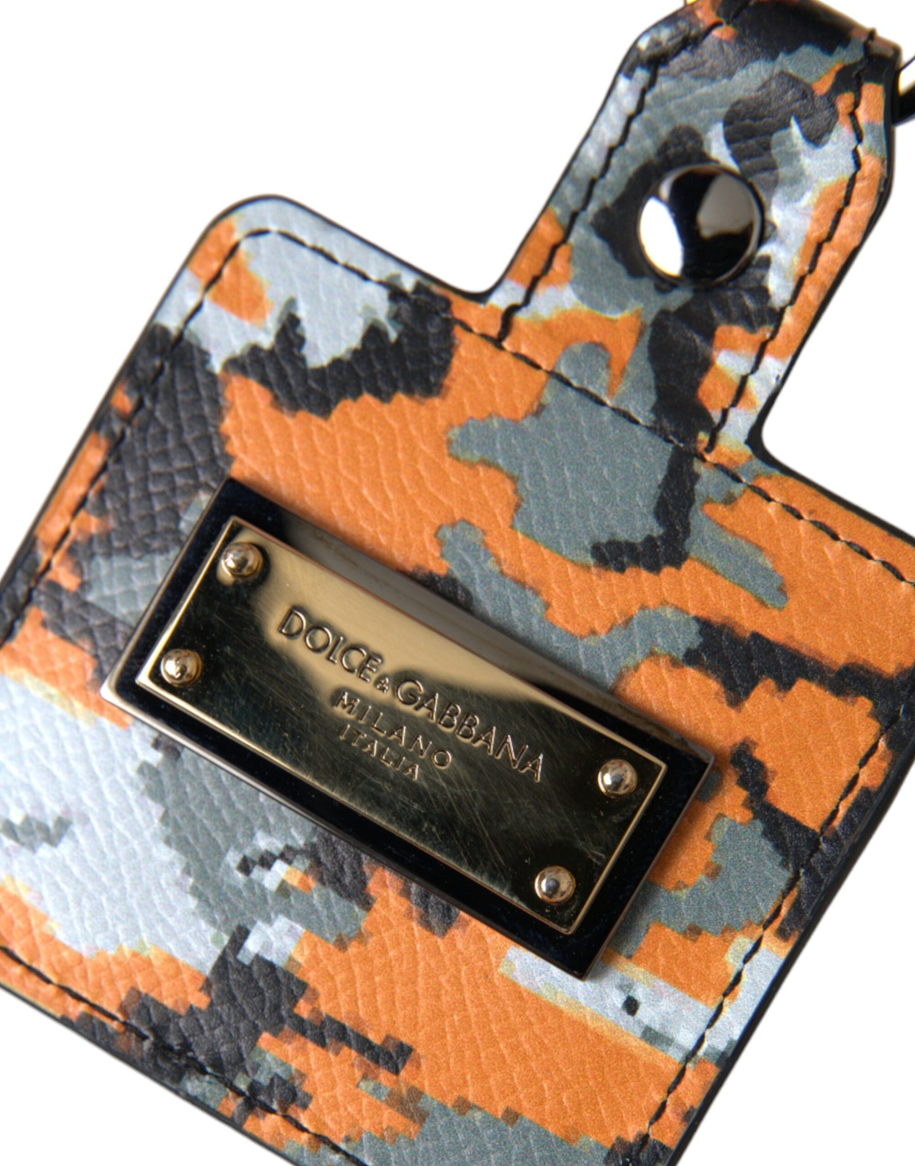 Dolce & Gabbana Multicolor Camouflage Print Leather Logo Metal Airpods Case | Regal Royce