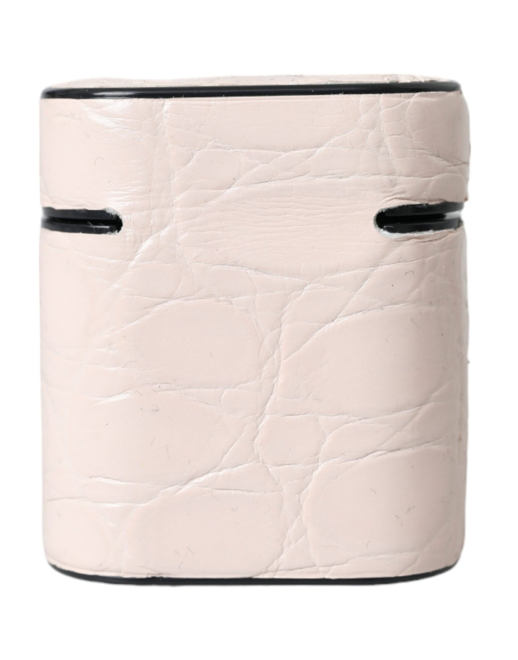 Dolce & Gabbana Light Pink Leather Metal Logo Plaque Airpods Case | Regal Royce