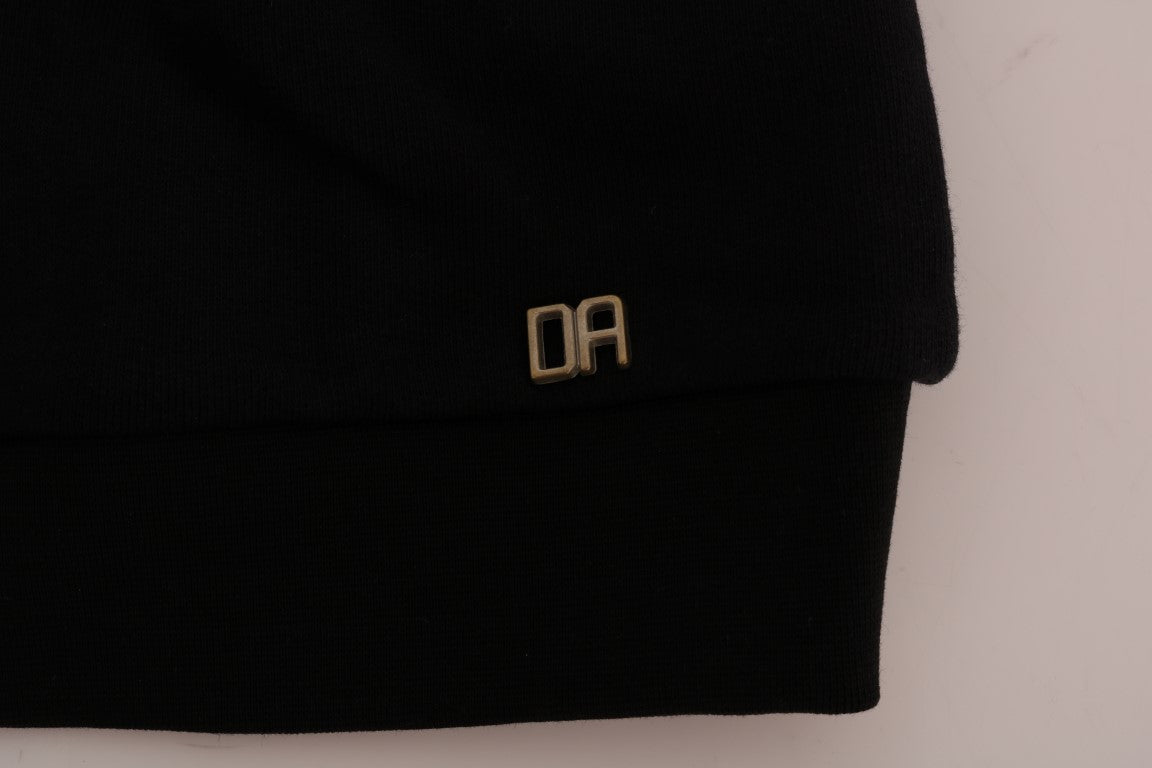 Daniele Alessandrini Black Crewneck Cotton Pullover Sweater | Regal Royce