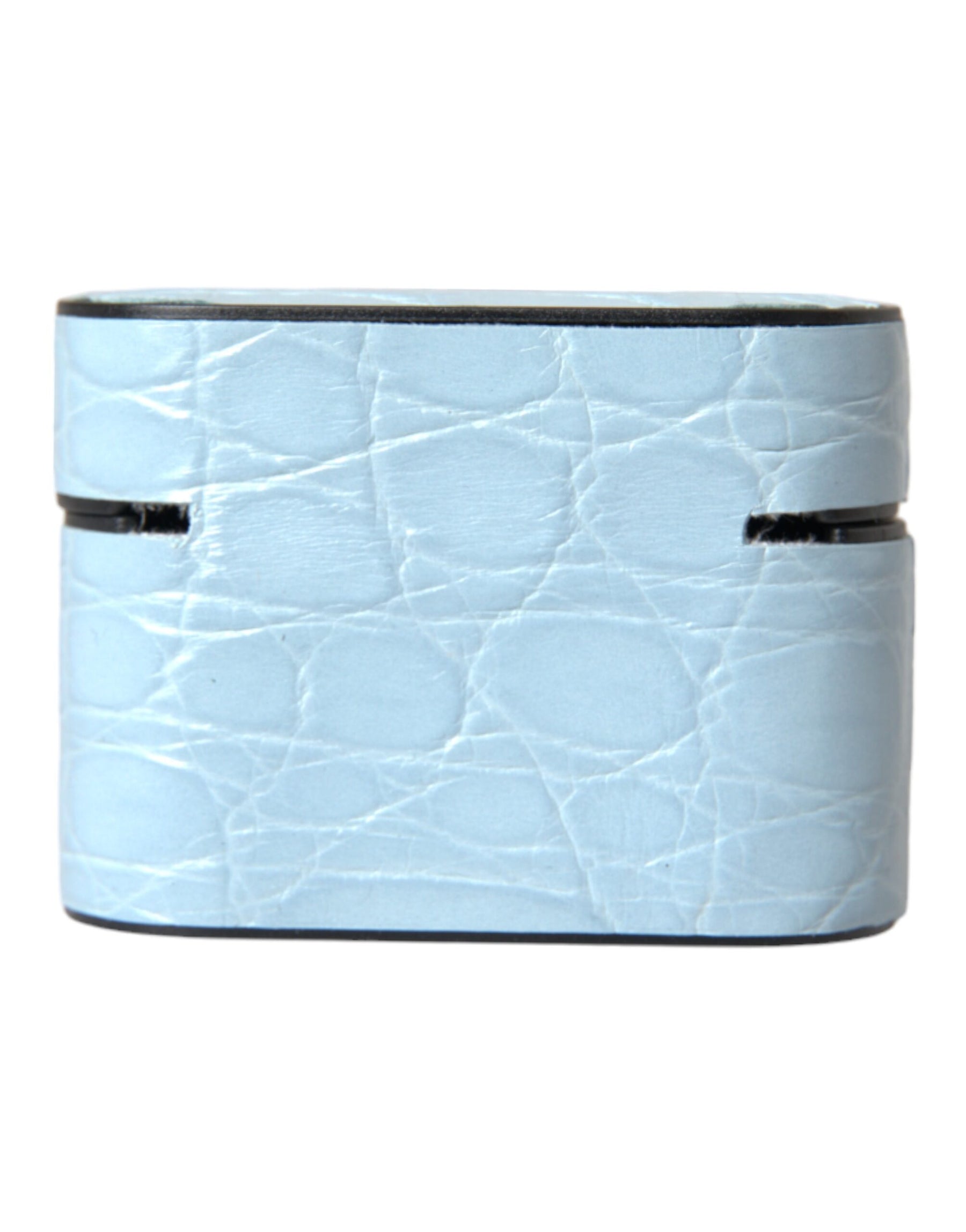 Dolce & Gabbana Light Blue Leather Metal Logo Plaque Airpods Case | Regal Royce