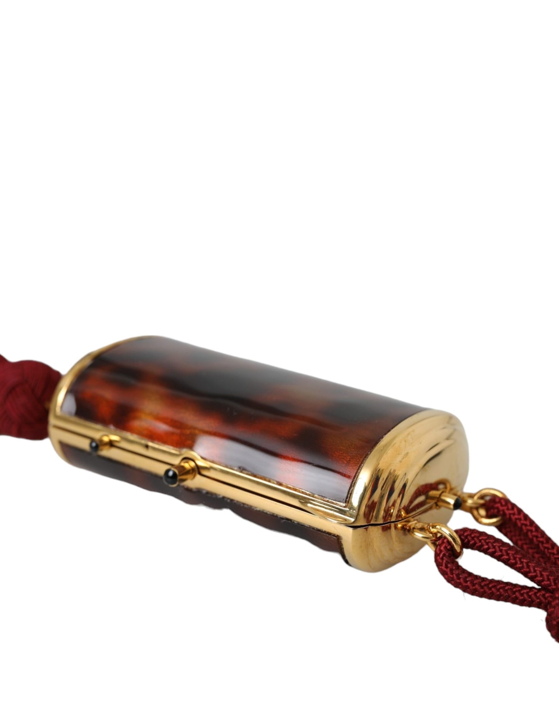 Dolce & Gabbana Brown Leopard Mini Mirror Tassel Make Up Holder Bag | Regal Royce