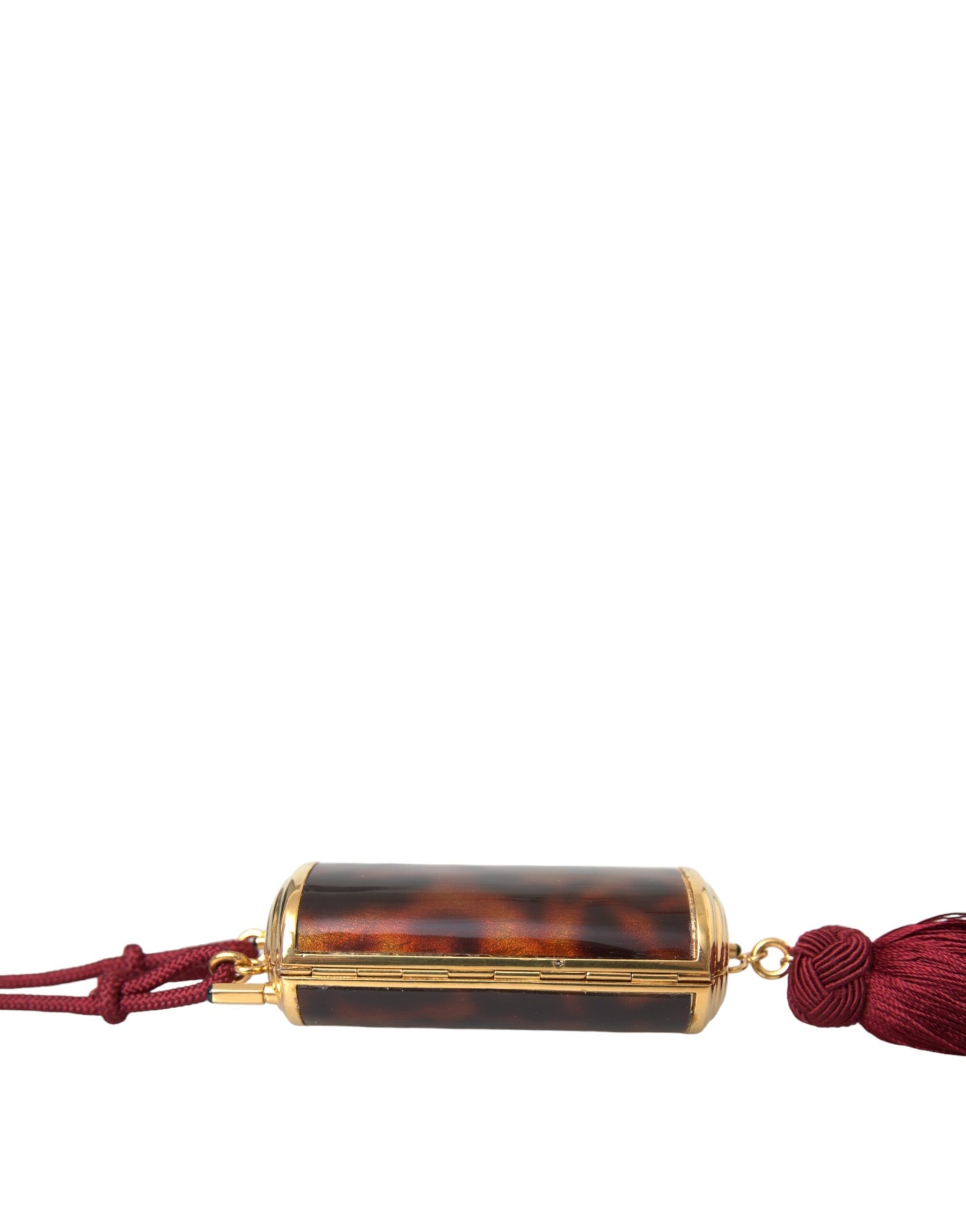 Dolce & Gabbana Brown Leopard Mini Mirror Tassel Make Up Holder Bag | Regal Royce