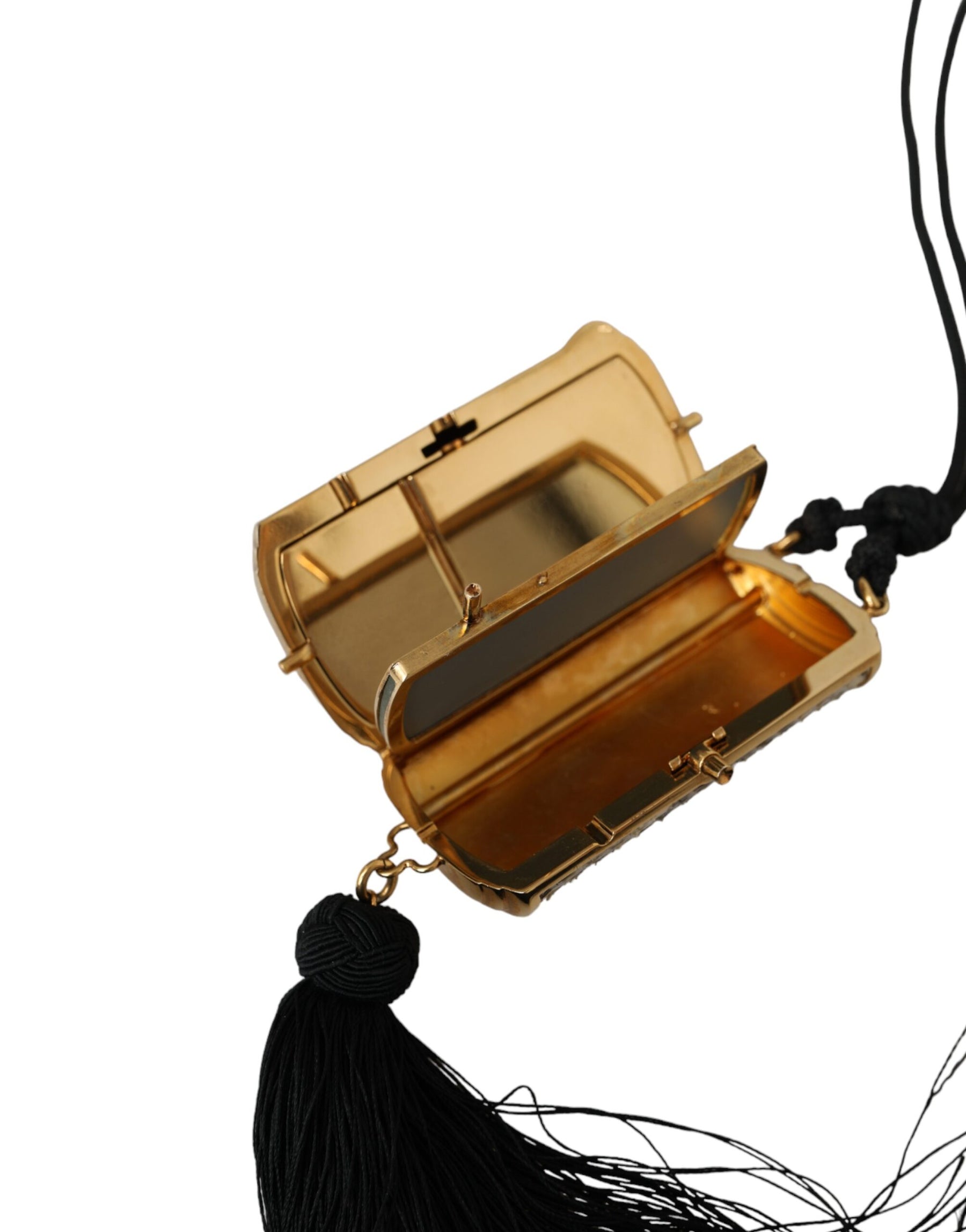 Dolce & Gabbana Beige Exotic Leather Mini Mirror Tassel Make Up Holder Bag | Regal Royce