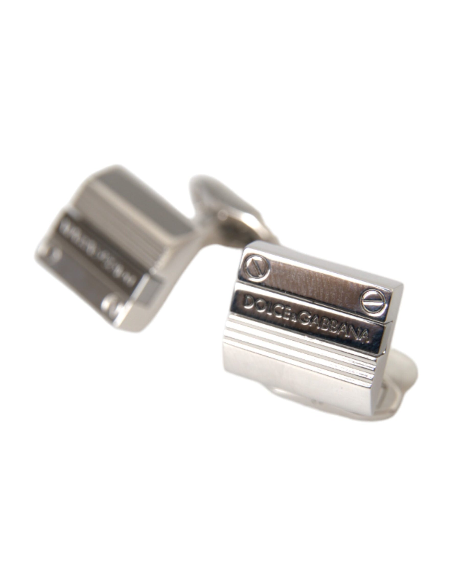 Dolce & Gabbana Silver Plated Metal Brass DG Logo Pin Cufflinks | Regal Royce