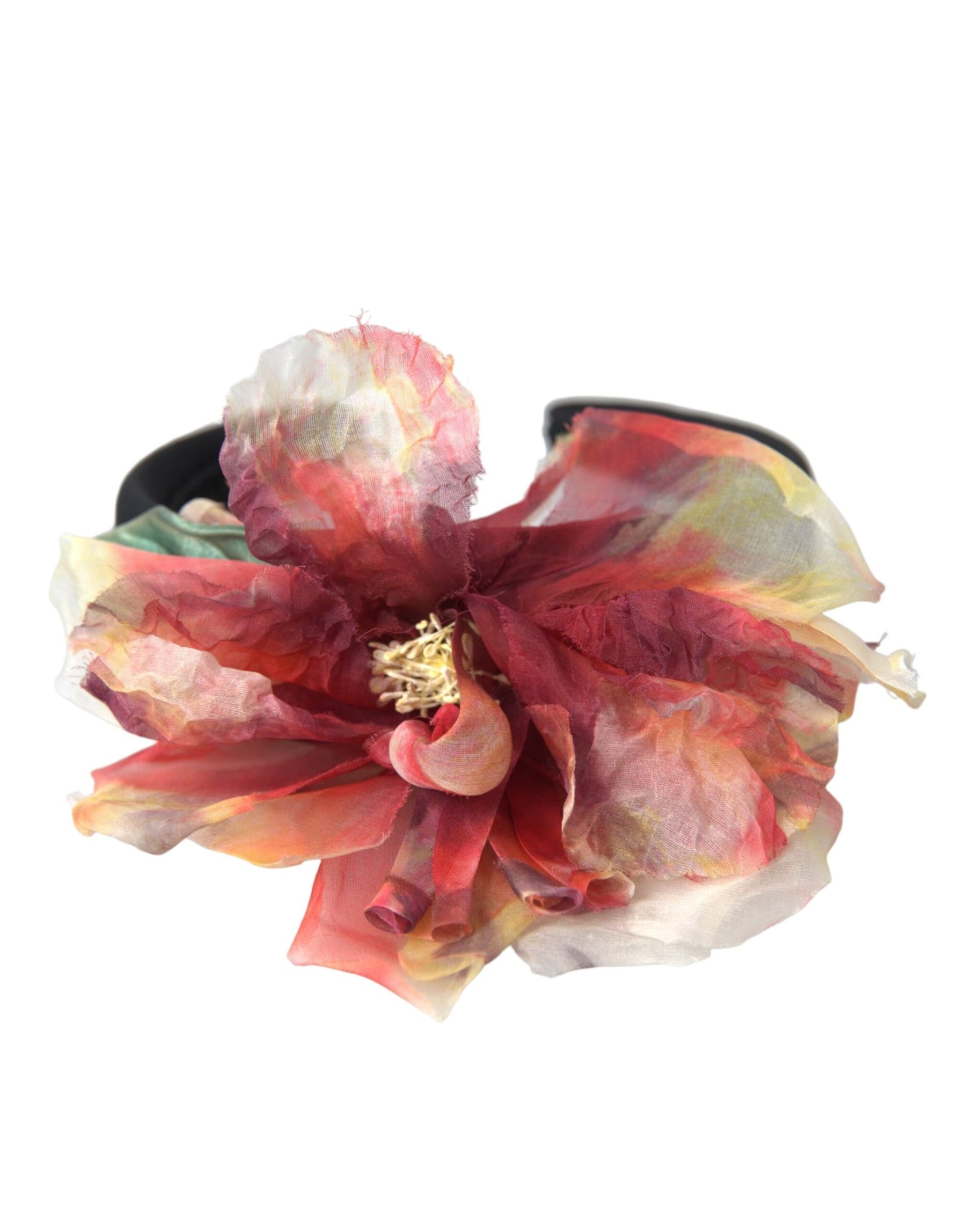 Dolce & Gabbana Rose Pink Silk Floral Black Tiara Women Hairband Diadem | Regal Royce