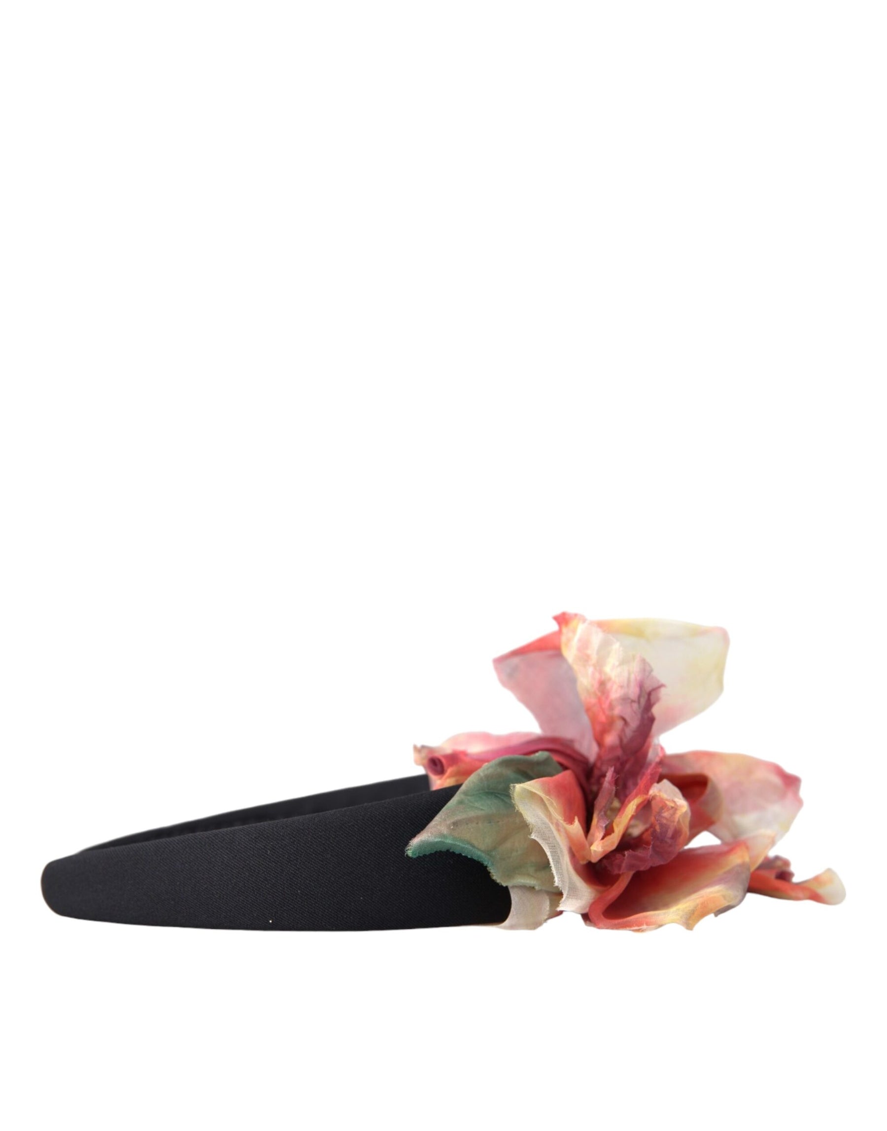Dolce & Gabbana Rose Pink Silk Floral Black Tiara Women Hairband Diadem | Regal Royce
