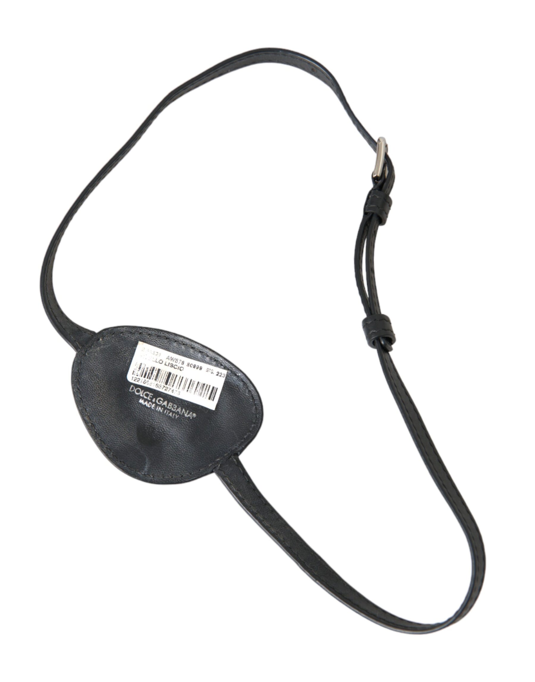 Dolce & Gabbana Black Calfskin Leather Metal DG Logo Eye Patch | Regal Royce
