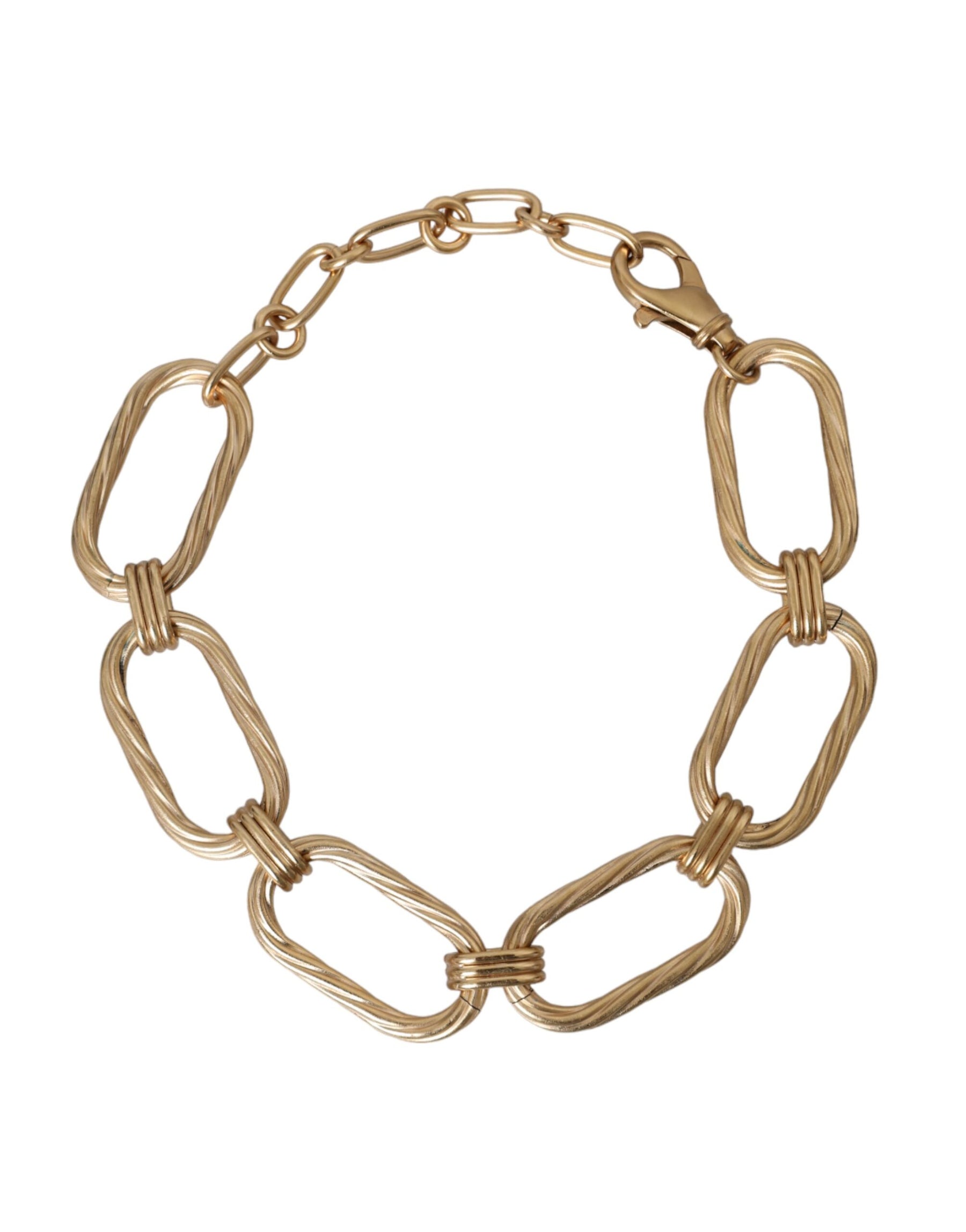 Dolce & Gabbana Gold Tone Brass Large Link Chain Jewelry Necklace | Regal Royce