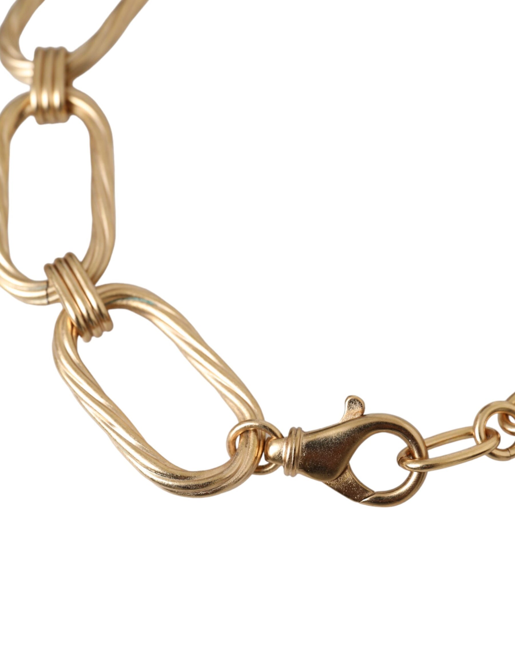 Dolce & Gabbana Gold Tone Brass Large Link Chain Jewelry Necklace | Regal Royce