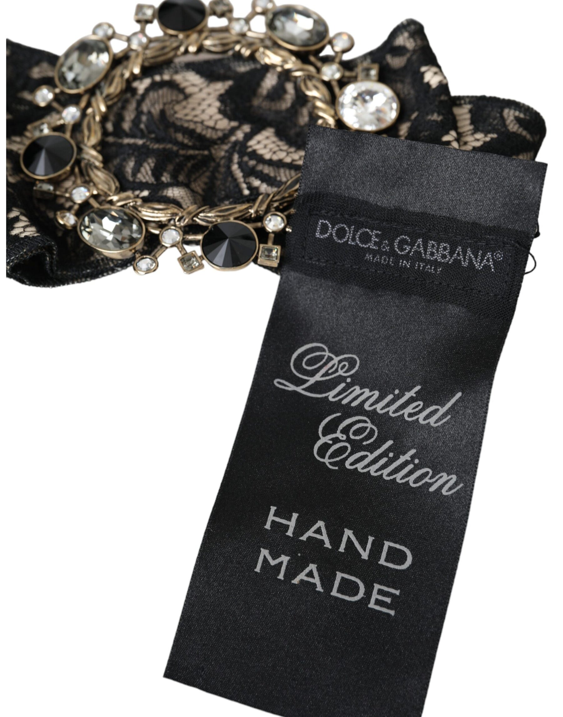 Dolce & Gabbana Black Lace Crystal Handmade Brooch Hair Pin | Regal Royce