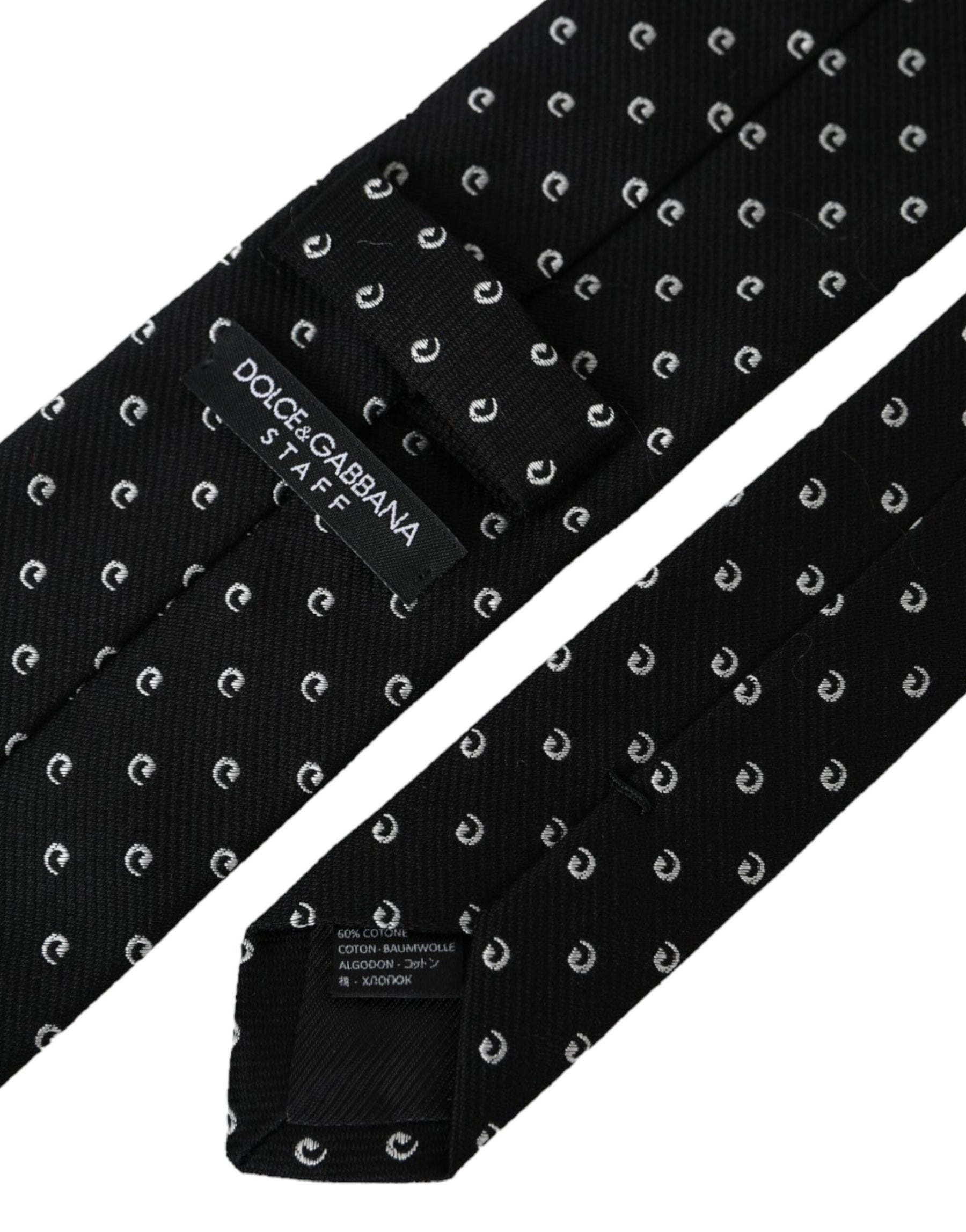 Dolce & Gabbana Black Logo Cotton Blend Adjustable Tie | Regal Royce