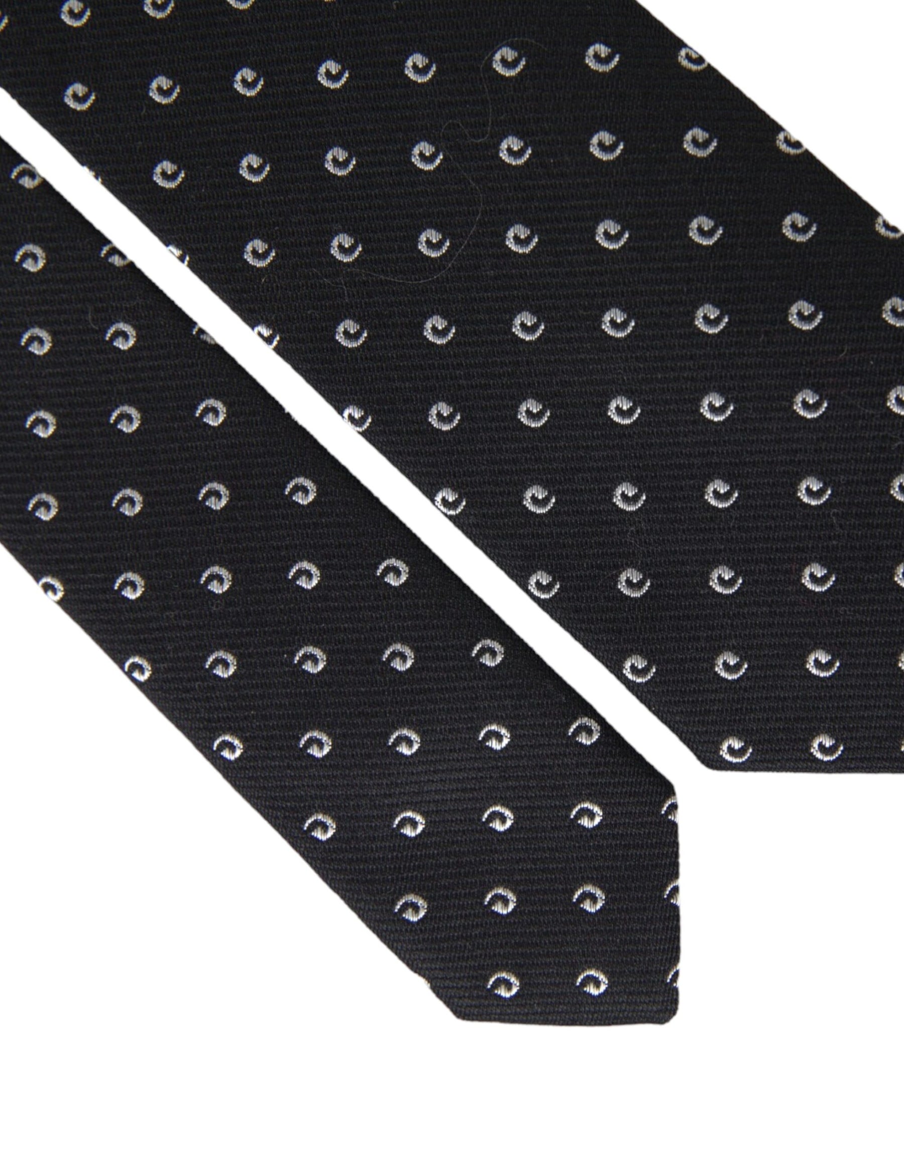 Dolce & Gabbana Black Logo Cotton Blend Adjustable Tie | Regal Royce