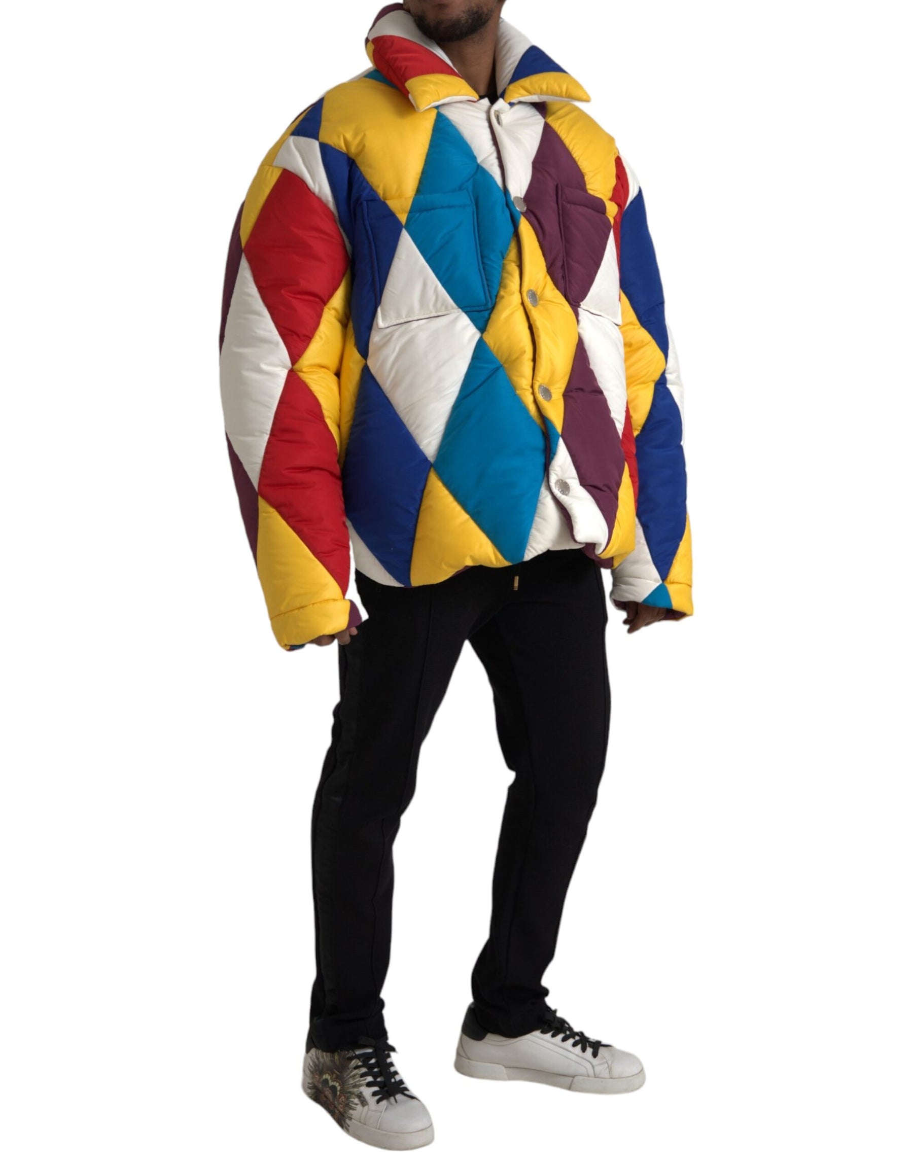 Dolce & Gabbana Multicolor Windbreaker Puffer Jacket Men | Regal Royce