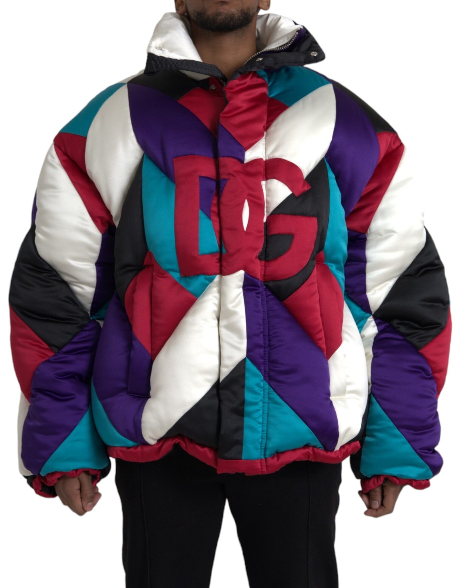 Dolce & Gabbana Multicolor Logo Windbreaker Puffer Jacket | Regal Royce